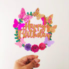 Butterfly and Flowers Cake Topper HANDCRAFTED Pretty UR Party