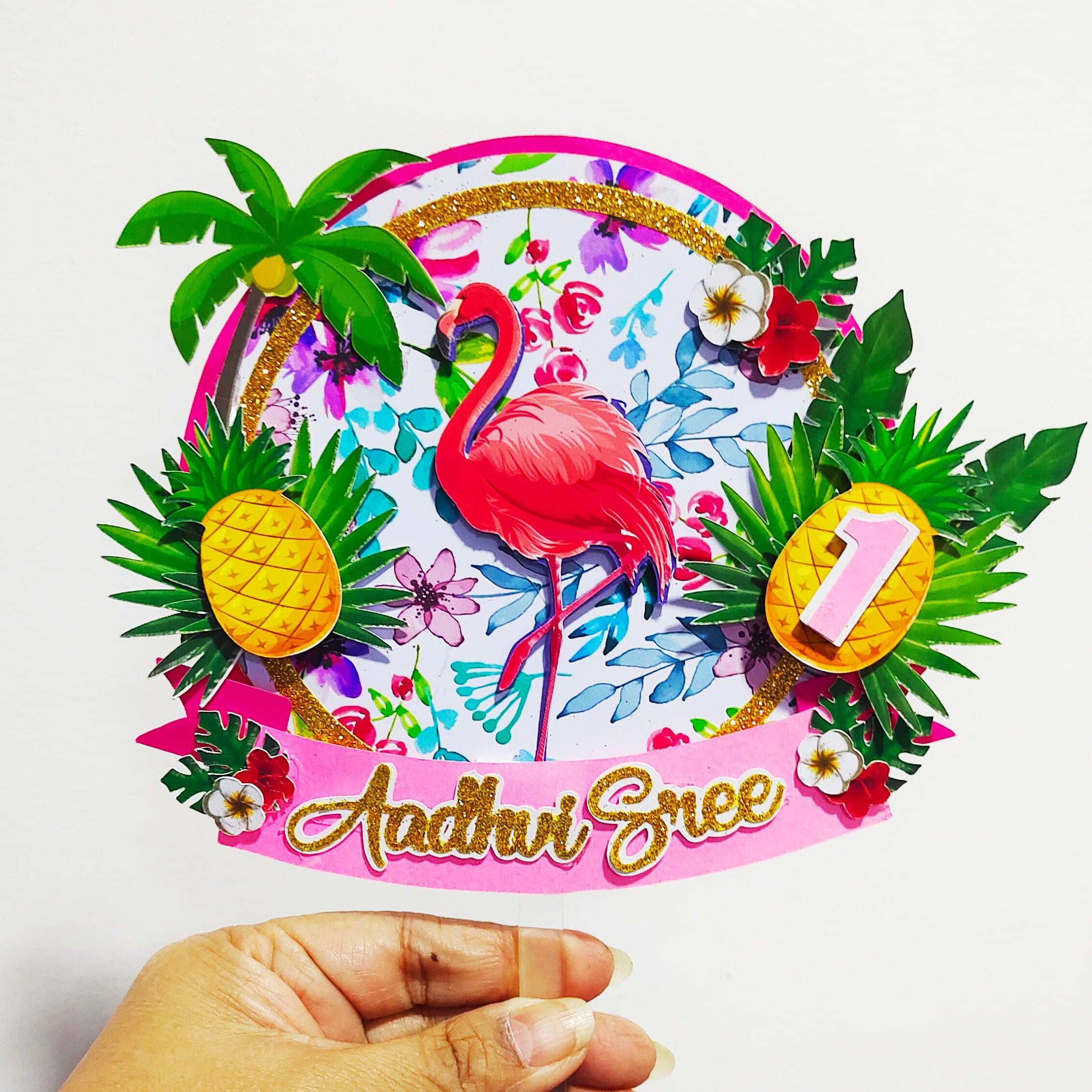 Personalised Flamingo Cake Topper HANDCRAFTED Pretty UR Party