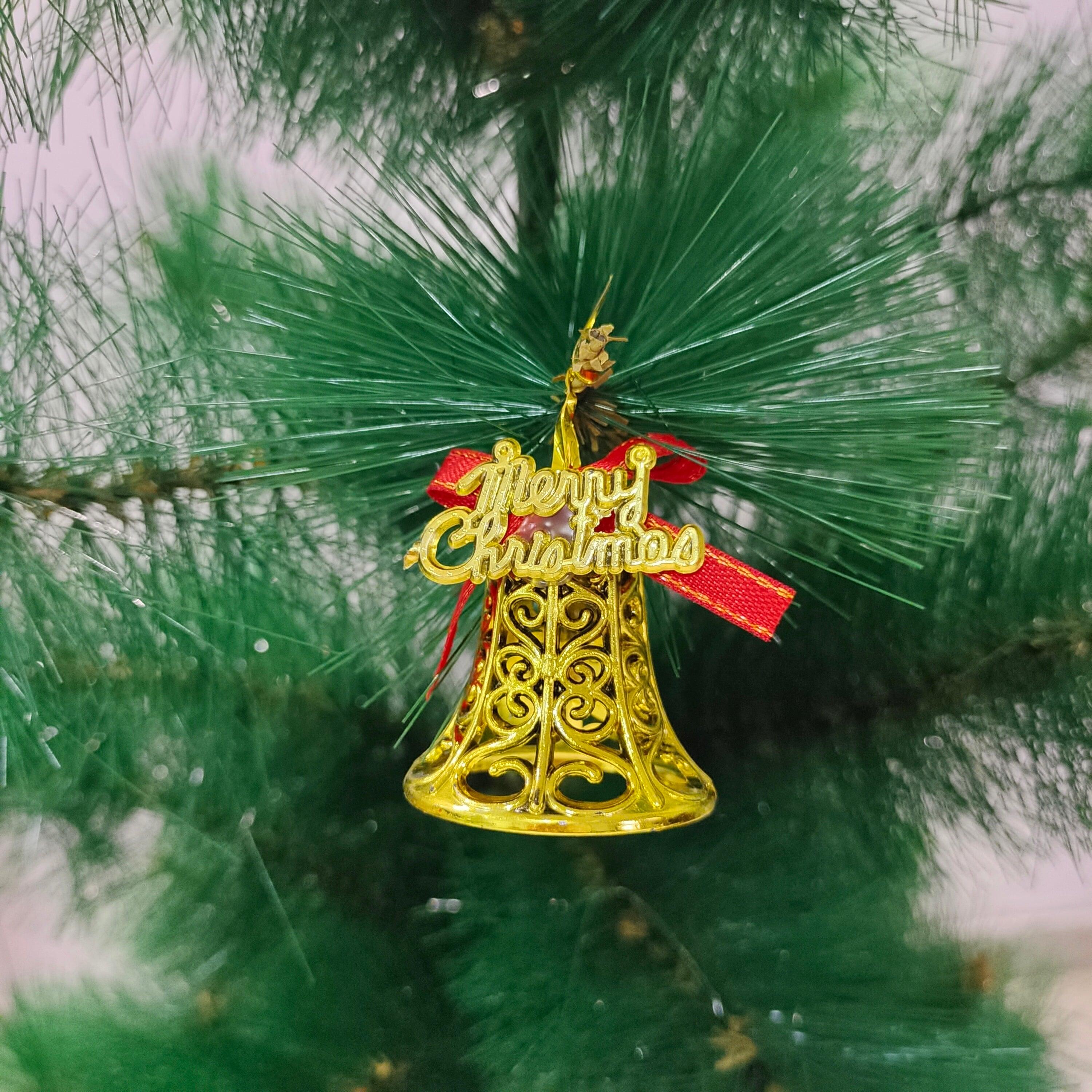 Christmas Bells with Bow Hanging Ornaments | Tree Hanging Decorations - 6 pcs DECORATIONS Pretty UR Party