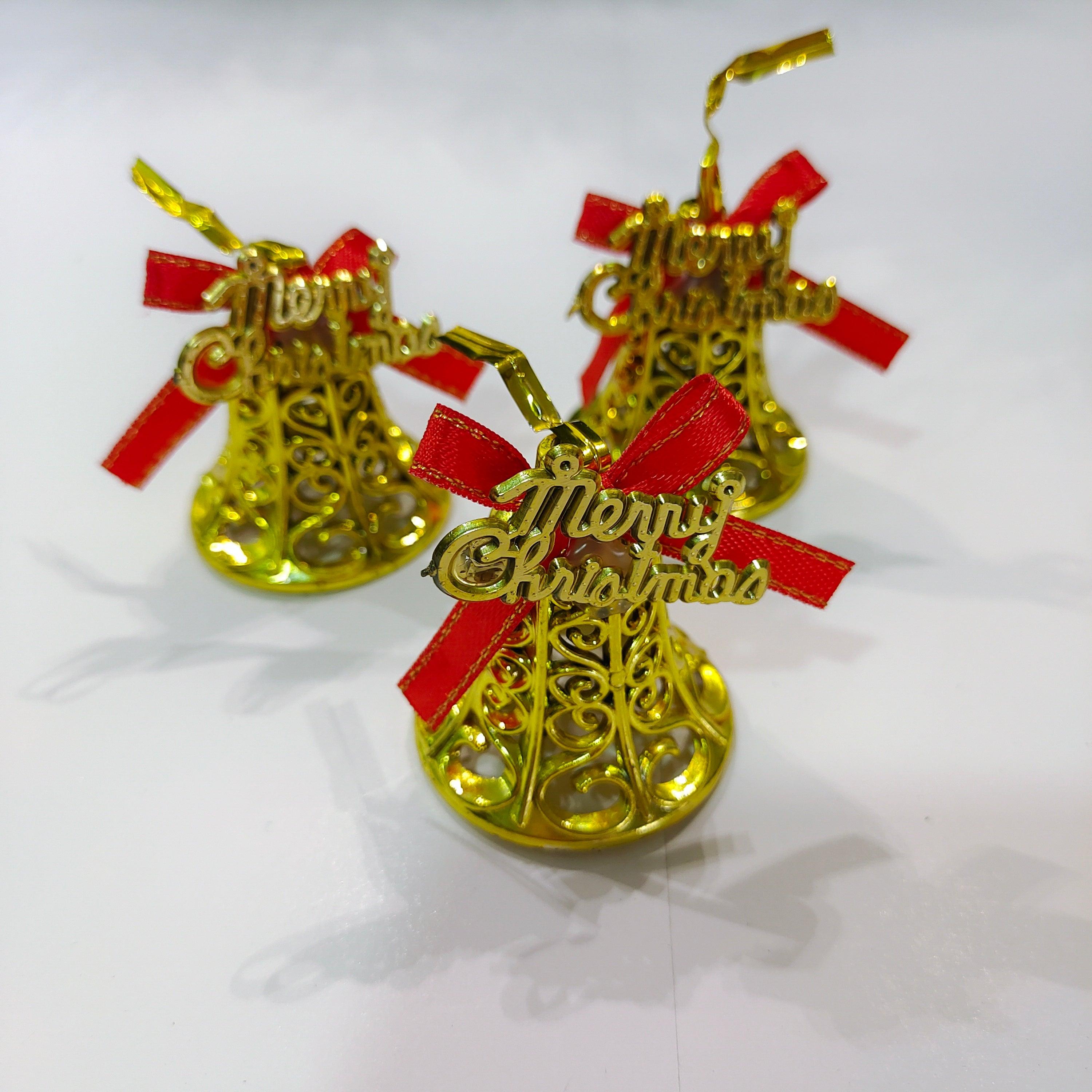 Christmas Bells with Bow Hanging Ornaments | Tree Hanging Decorations - 6 pcs DECORATIONS Pretty UR Party