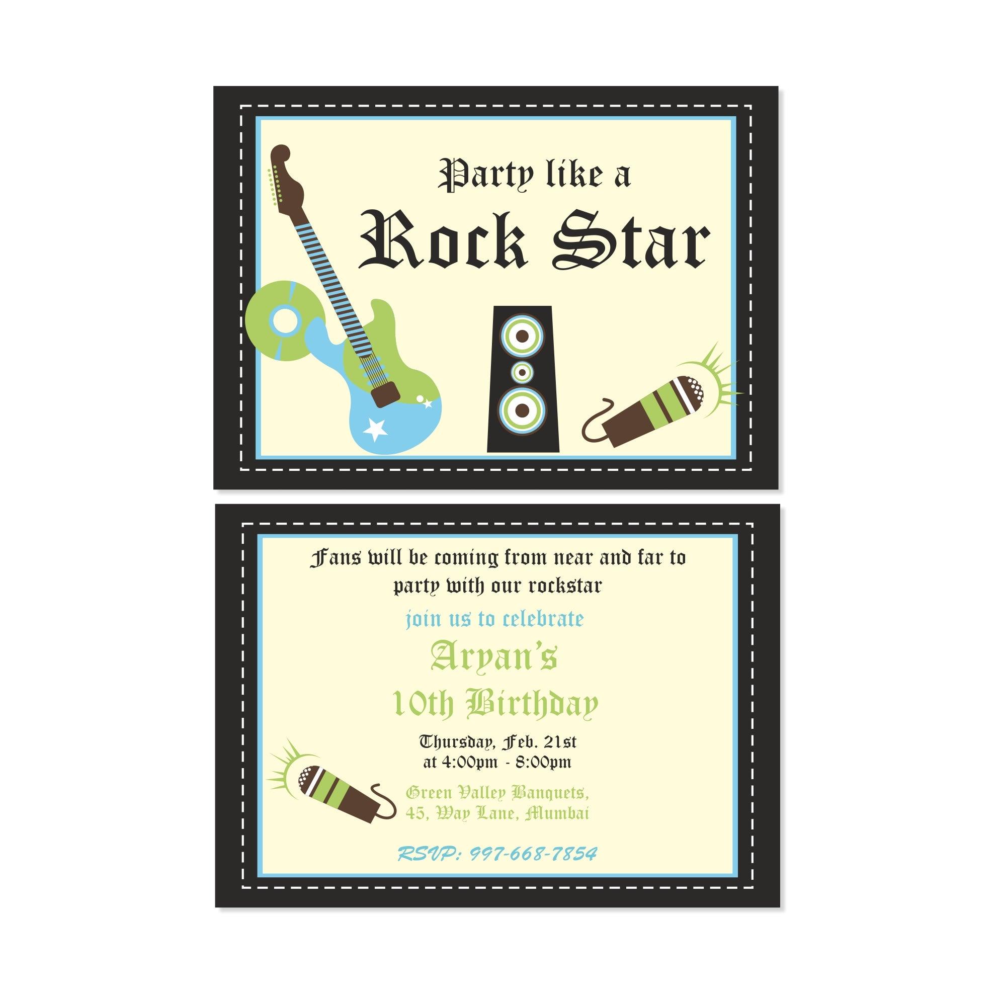 Rockstar Theme Invitations ALL PARTY SUPPLIES Pretty UR Party