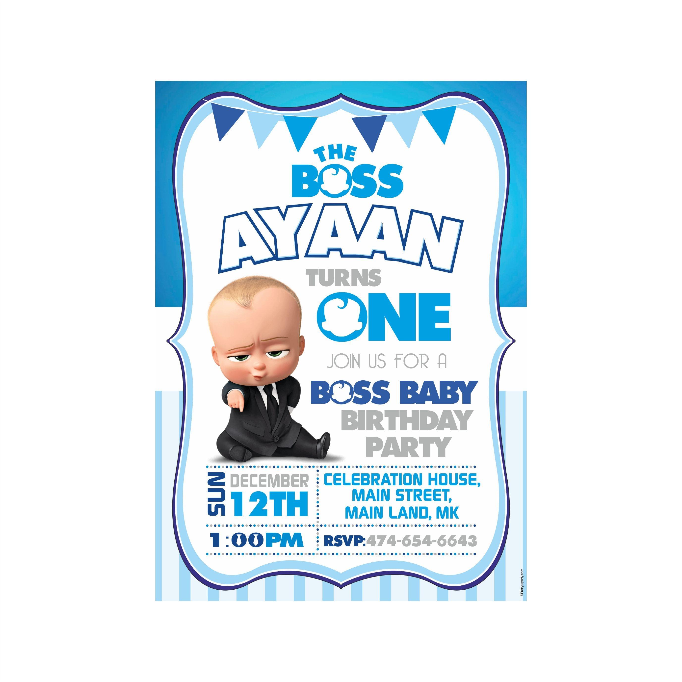 Boss Baby Theme E-Invitations Design ALL PARTY SUPPLIES Pretty UR Party