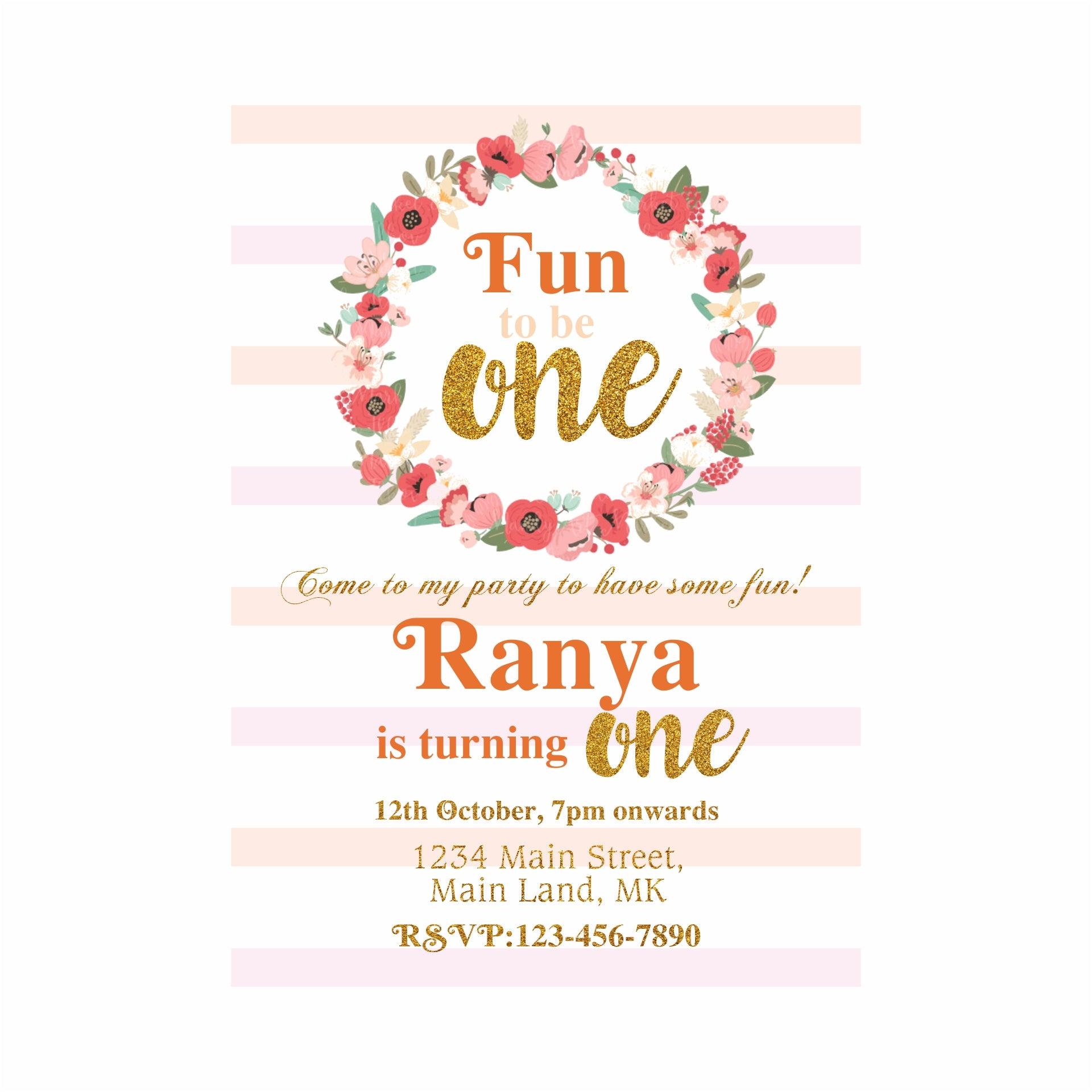 Fun to Be 1 Theme E-Invitations ALL PARTY SUPPLIES Pretty UR Party