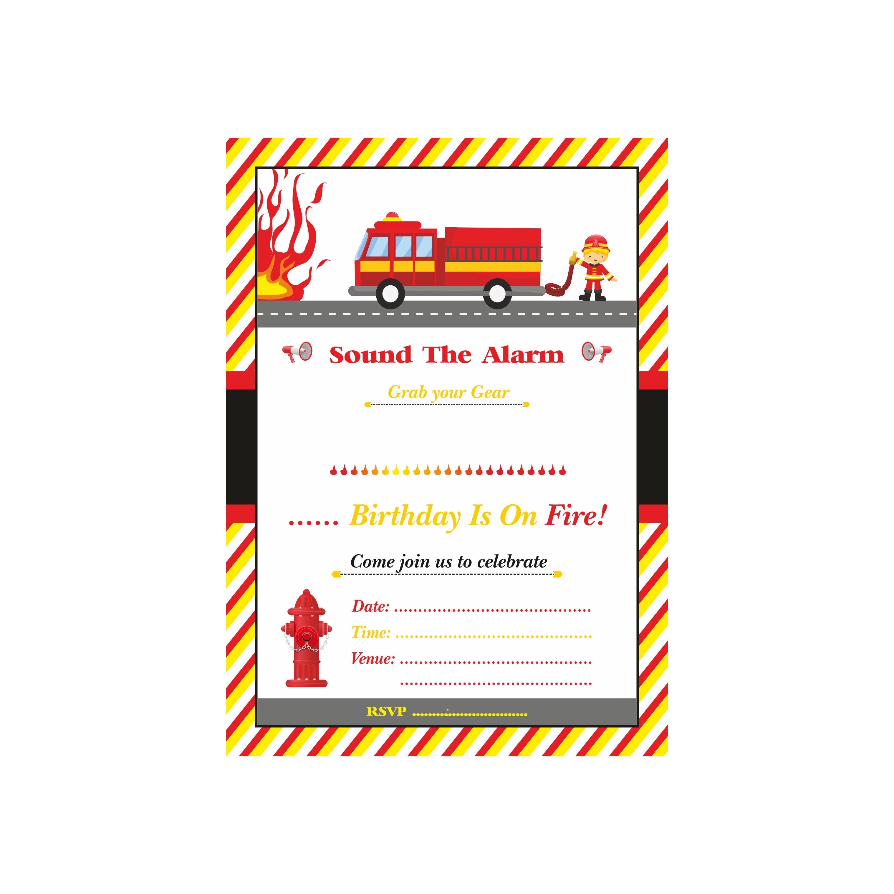 Fire Truck Invitations ALL PARTY SUPPLIES Pretty UR Party