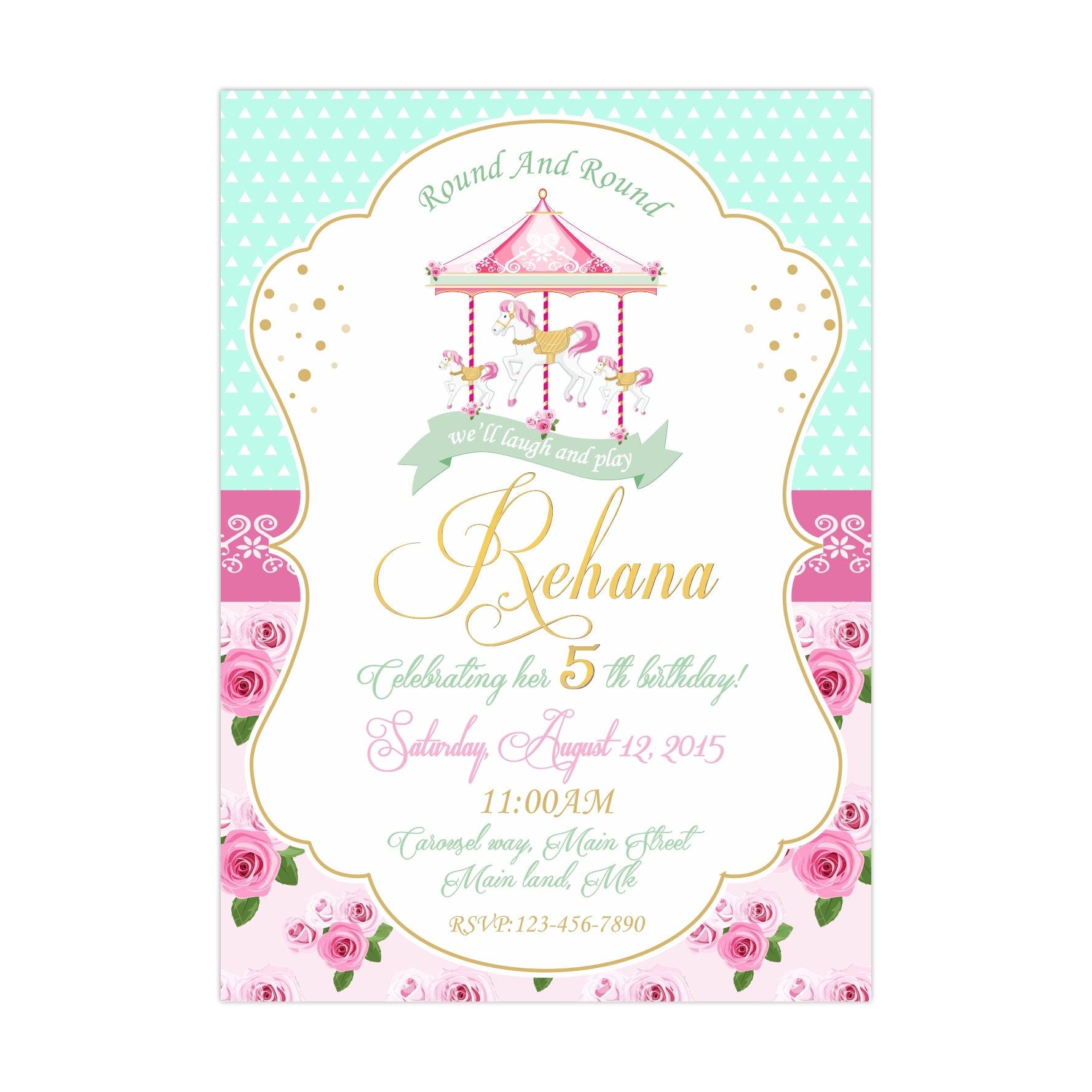 Carousel Invitations THEME PARTIES Pretty UR Party