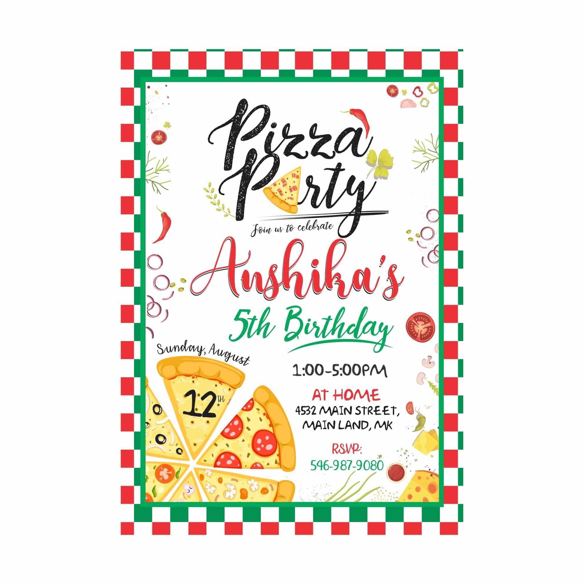 Pizza Party Theme Invitations ALL PARTY SUPPLIES Pretty UR Party