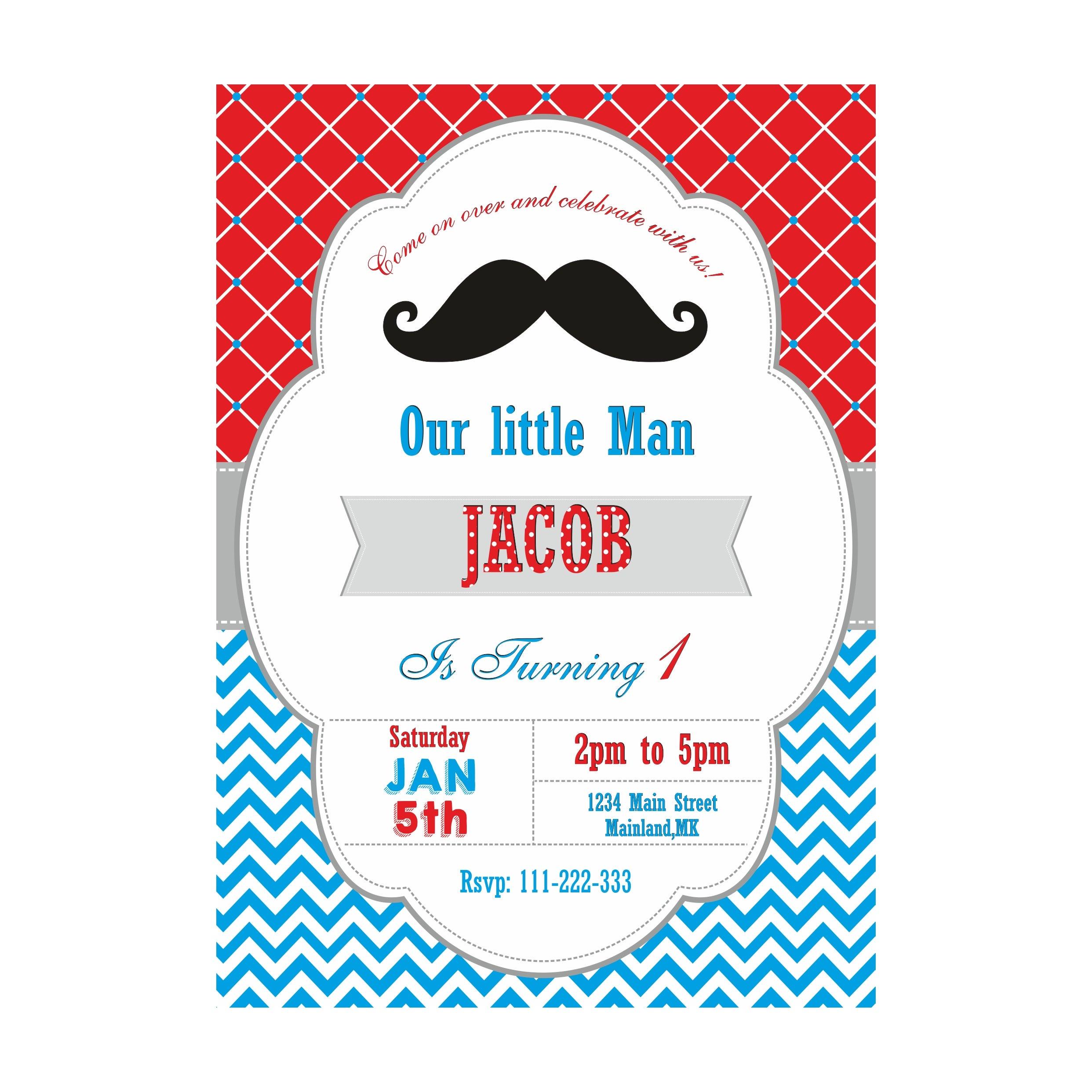 Moustache Theme E-Invitations THEME PARTIES Pretty UR Party