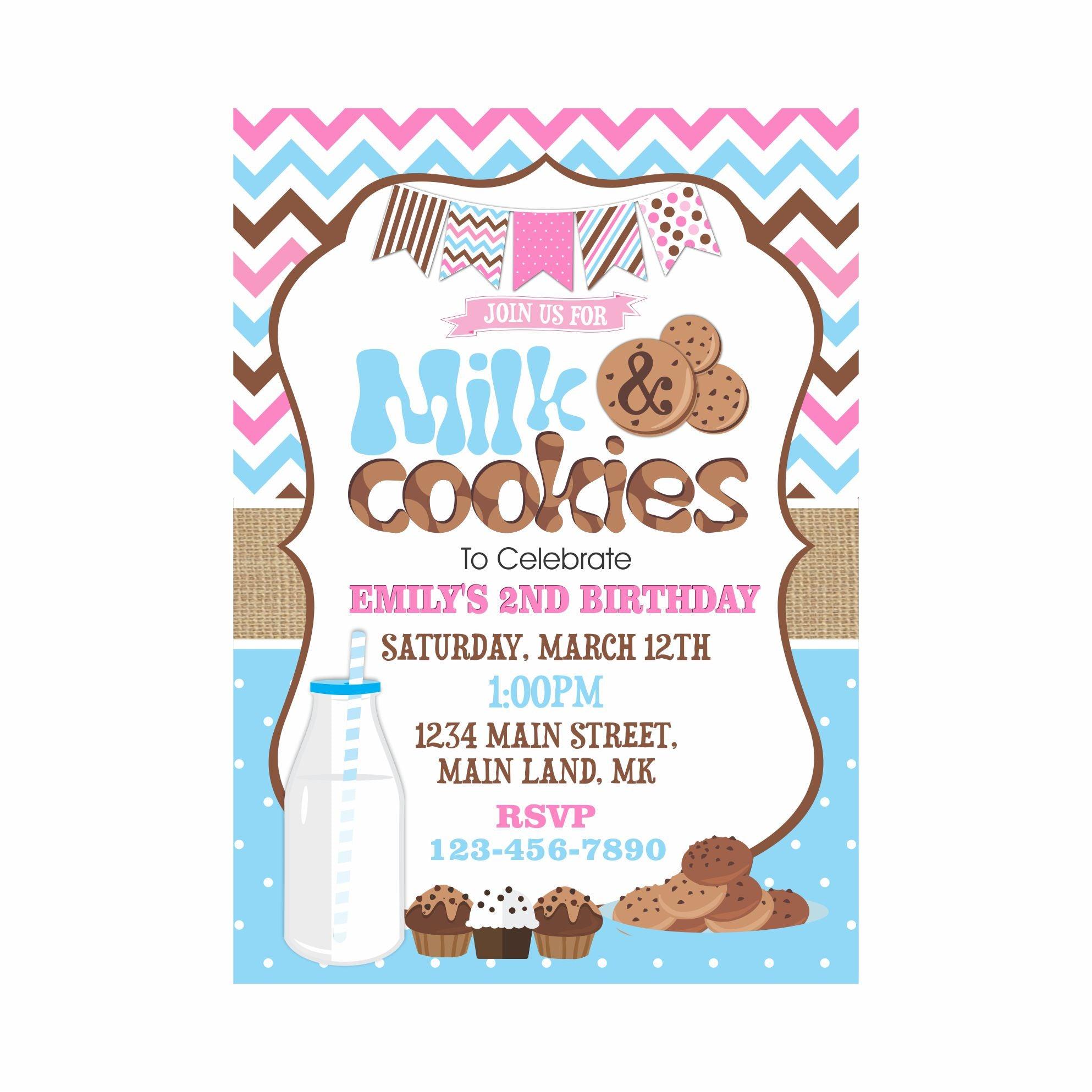 Milk and Cookies Theme E-Invitations ALL PARTY SUPPLIES Pretty UR Party