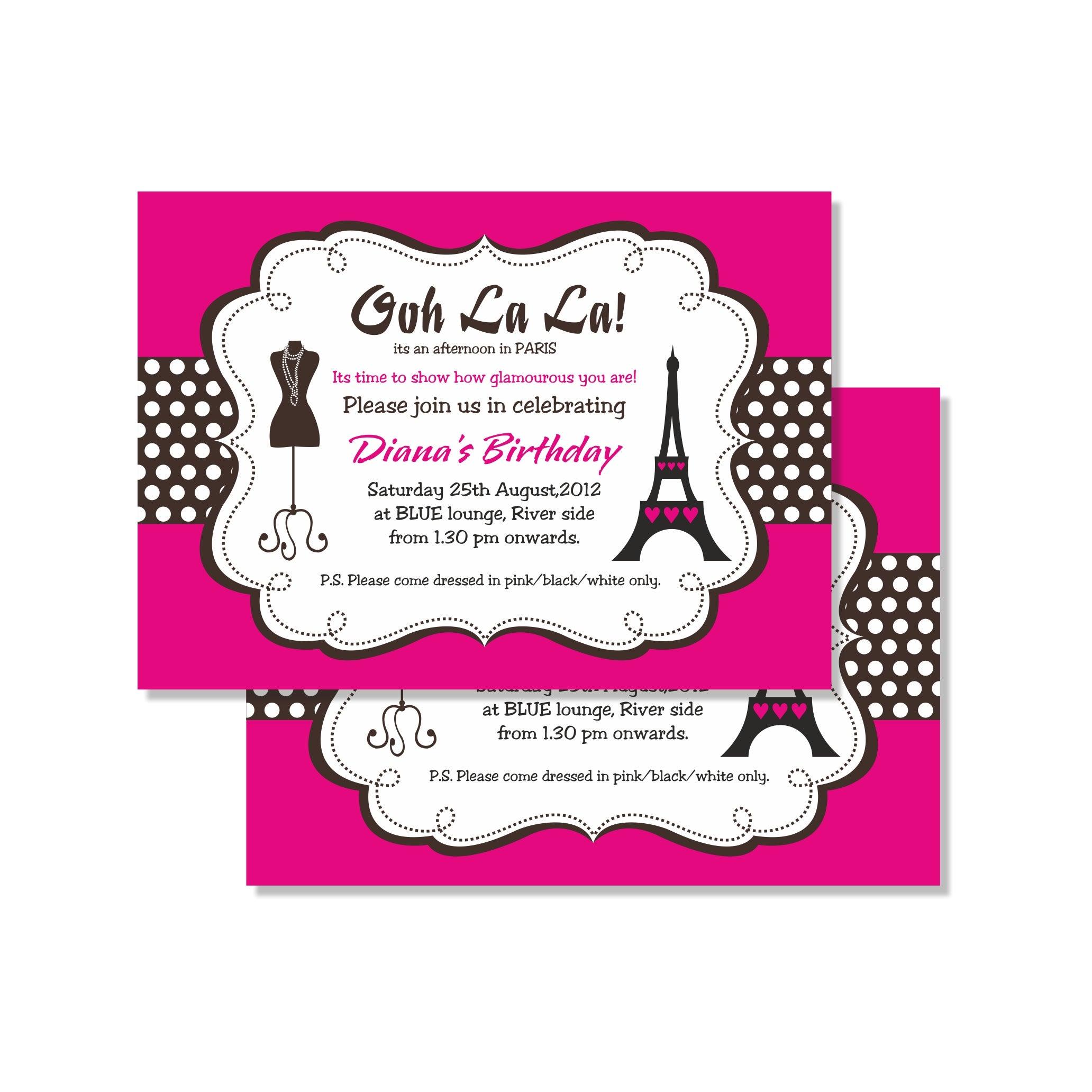 Paris Invitations ALL PARTY SUPPLIES Pretty UR Party