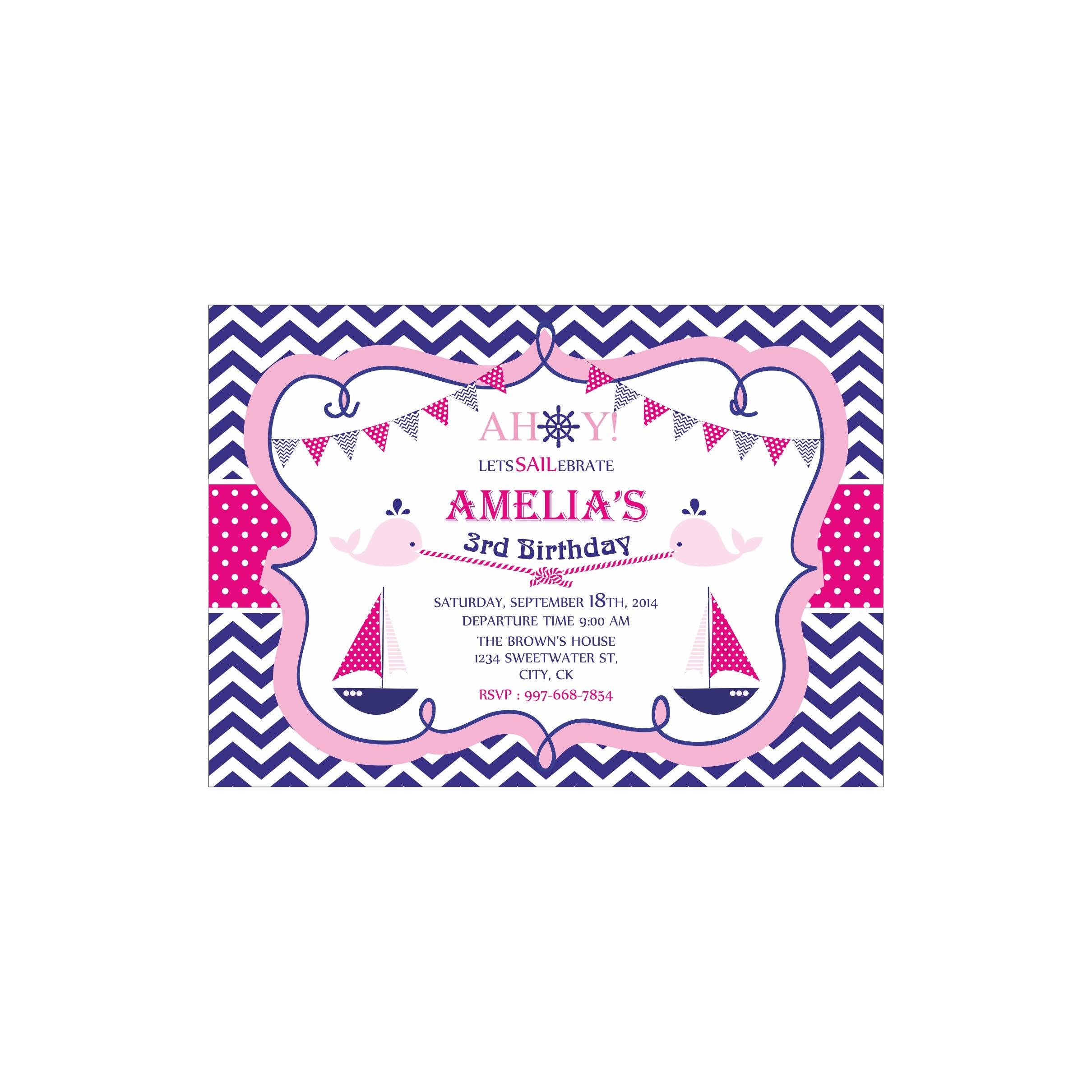 Girly Nautical Invitations THEME PARTIES Pretty UR Party
