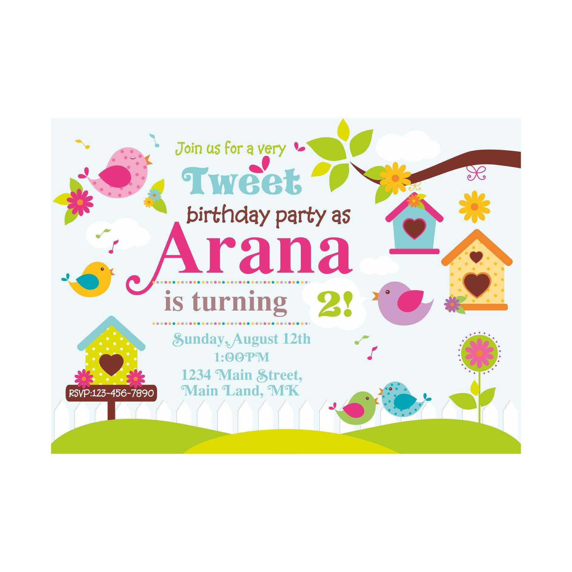 Little Bird Theme E-Invitations BIRTHDAYS Pretty UR Party