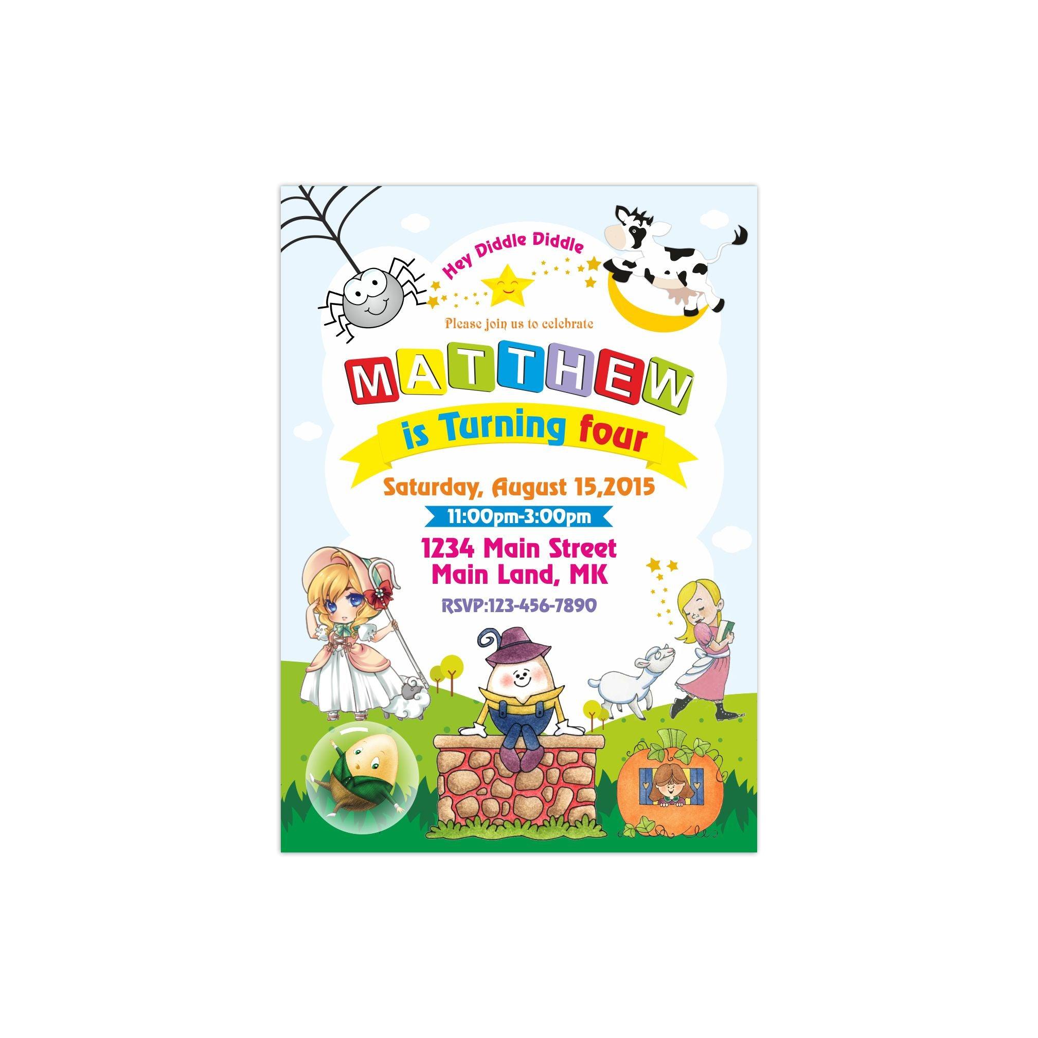 Nursery Rhymes Invitations THEME PARTIES Pretty UR Party