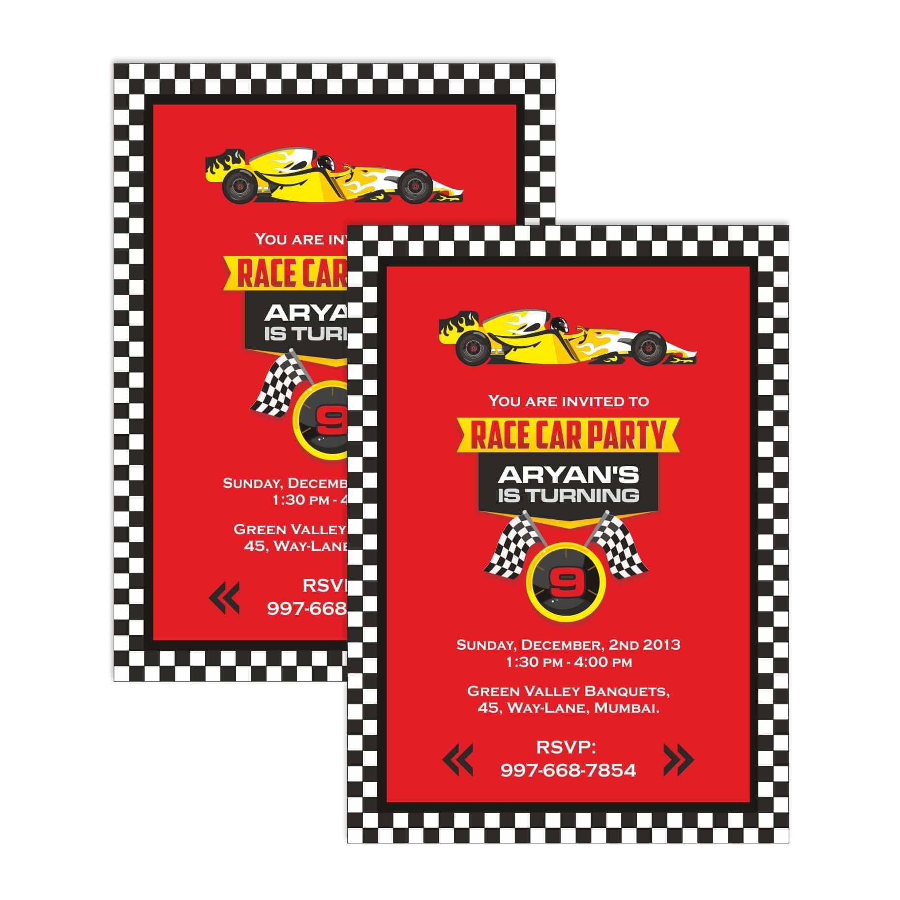 Race Car Party E-Invitations THEME PARTIES Pretty UR Party