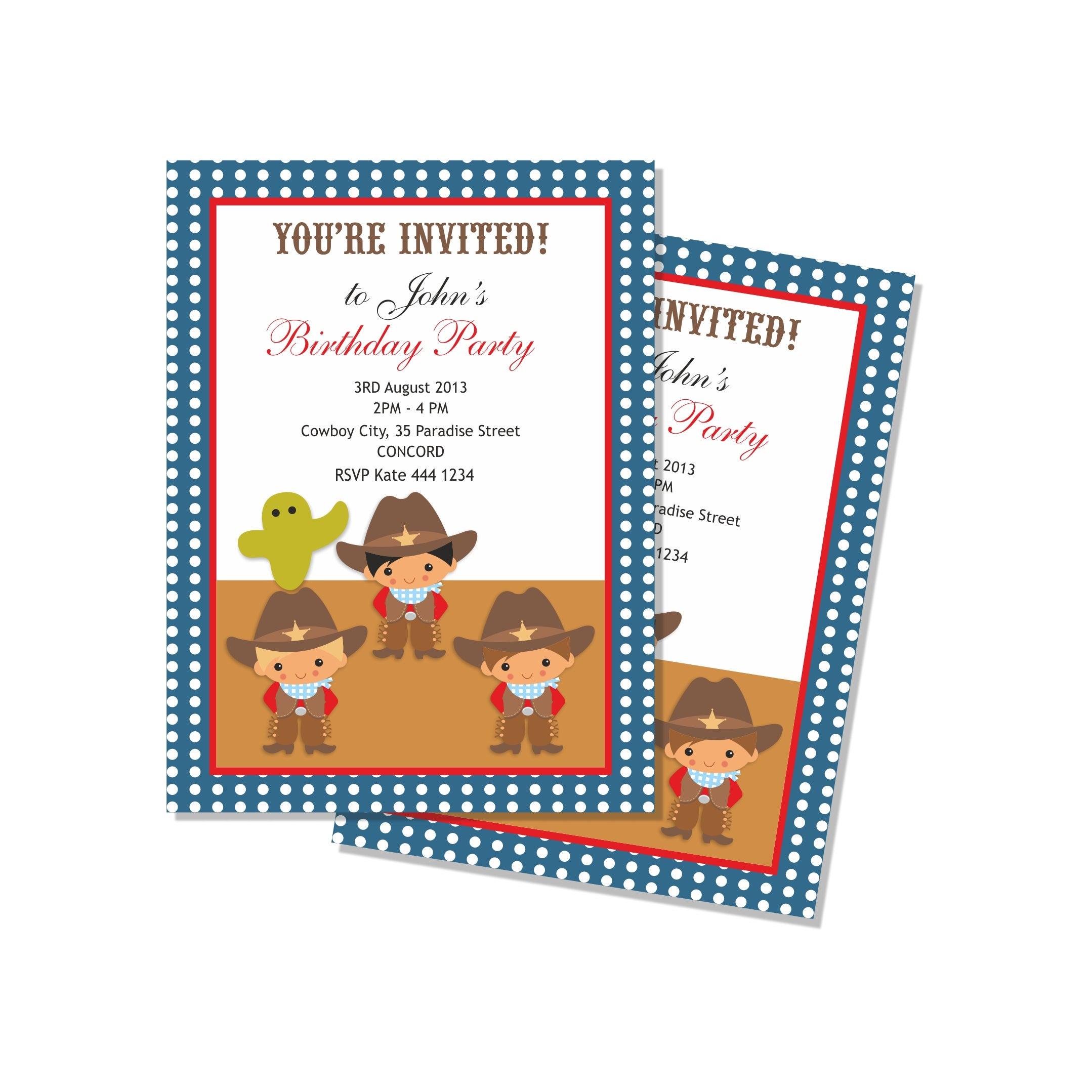 Little Wrangler Invitations THEME PARTIES Pretty UR Party