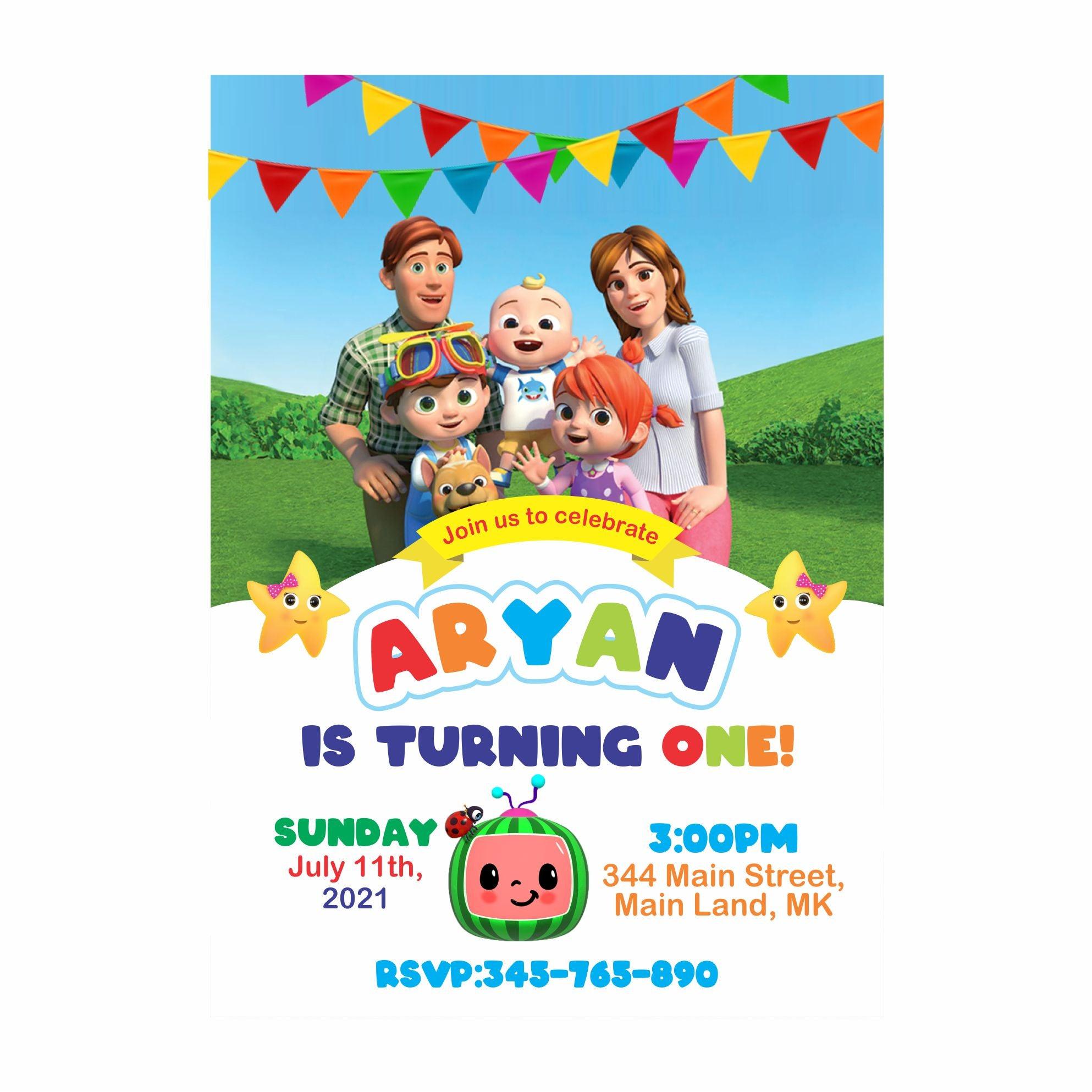 Cocomelon Theme Invitations ALL PARTY SUPPLIES Pretty UR Party