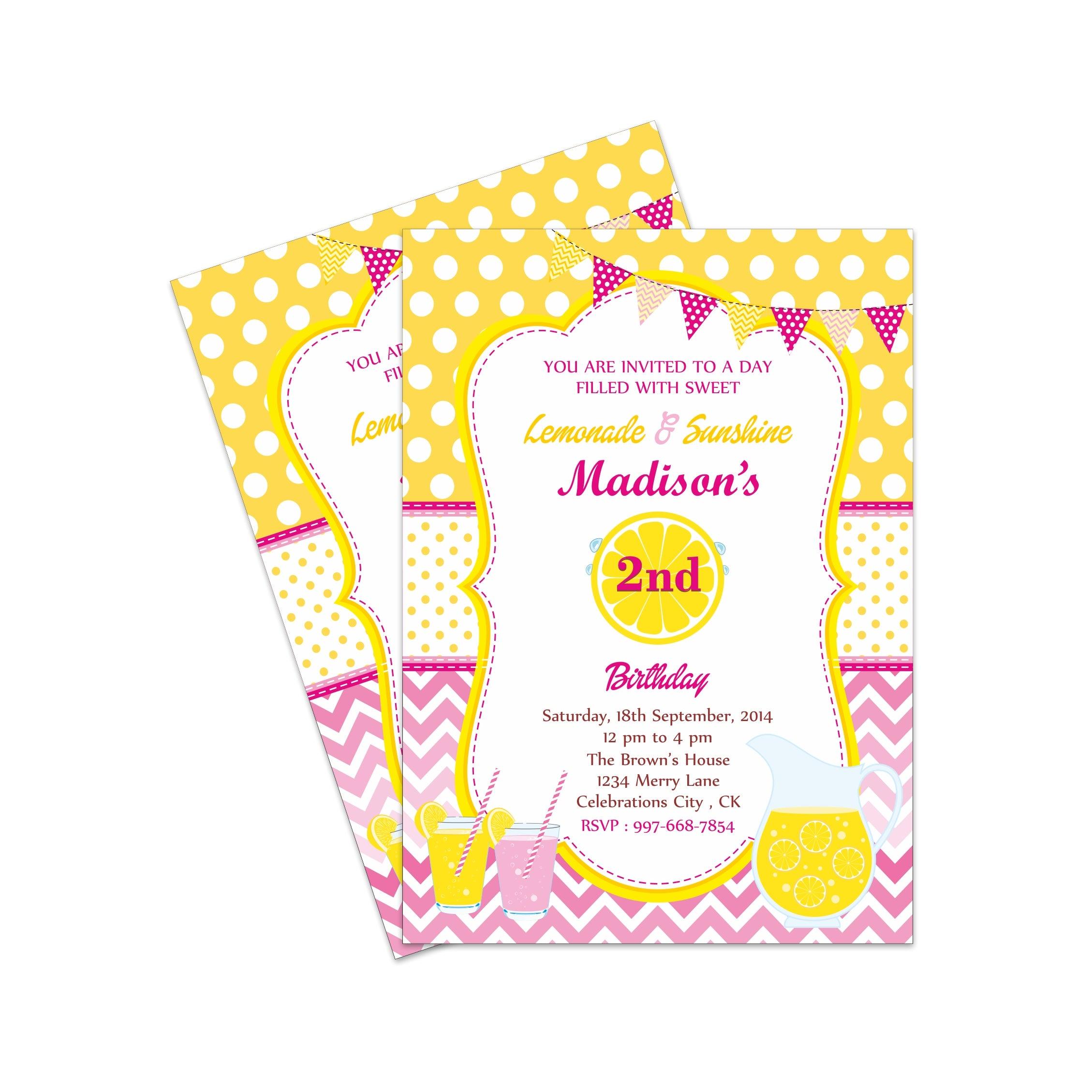 Pink lemonade 1st birthday Invitations ALL PARTY SUPPLIES Pretty UR Party