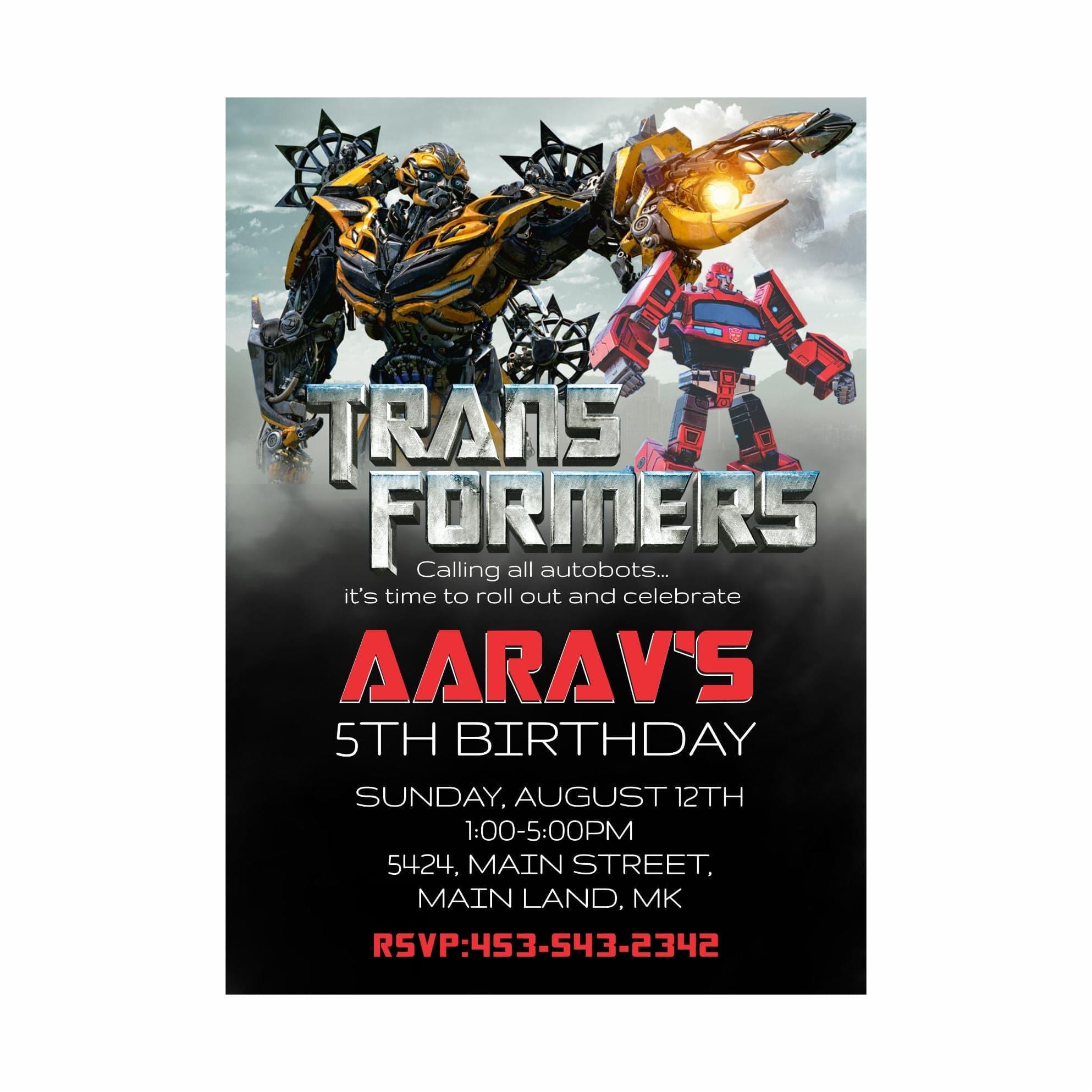 Transformers Theme Invitations ALL PARTY SUPPLIES Pretty UR Party