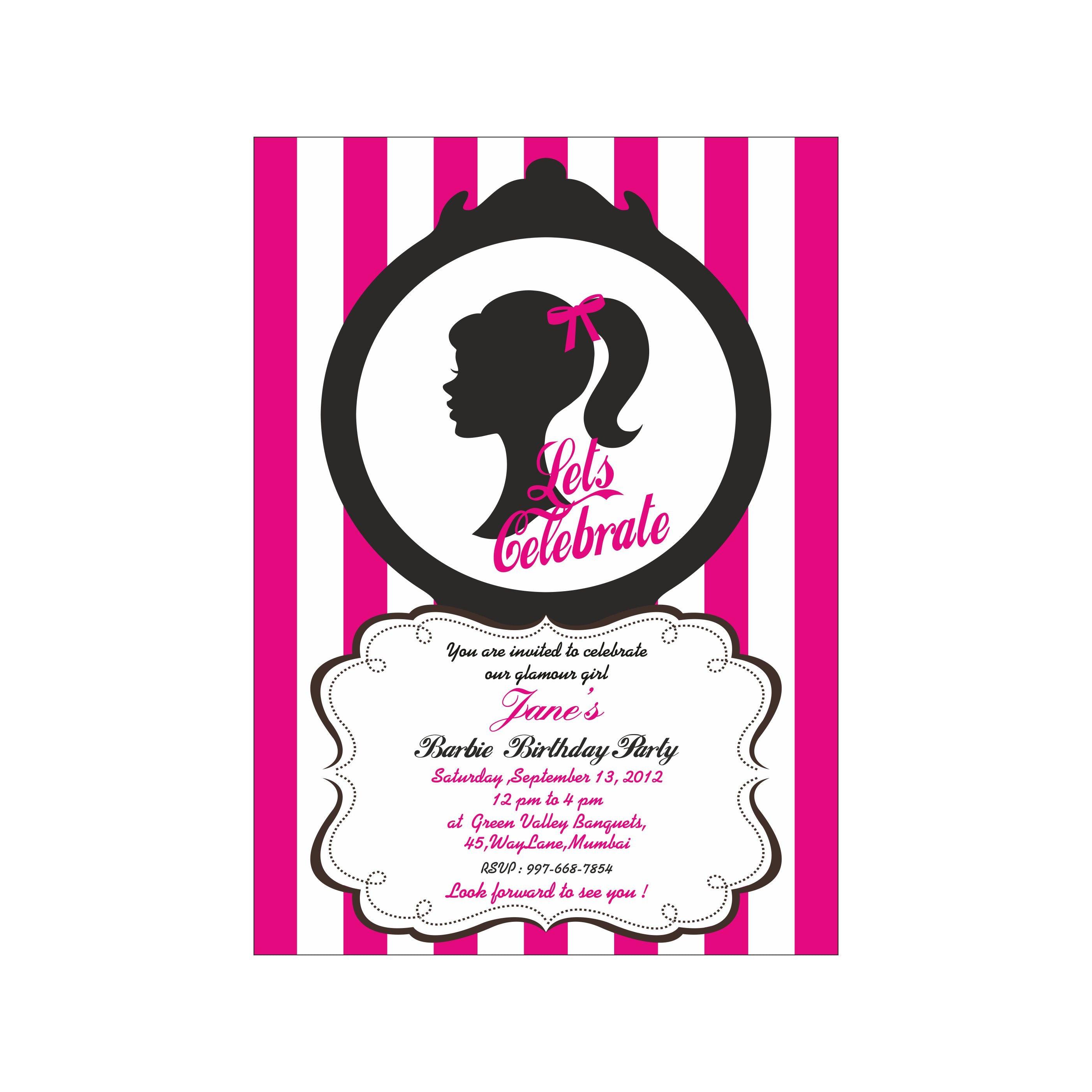 Barbie Theme E-Invitations THEME PARTIES Pretty UR Party