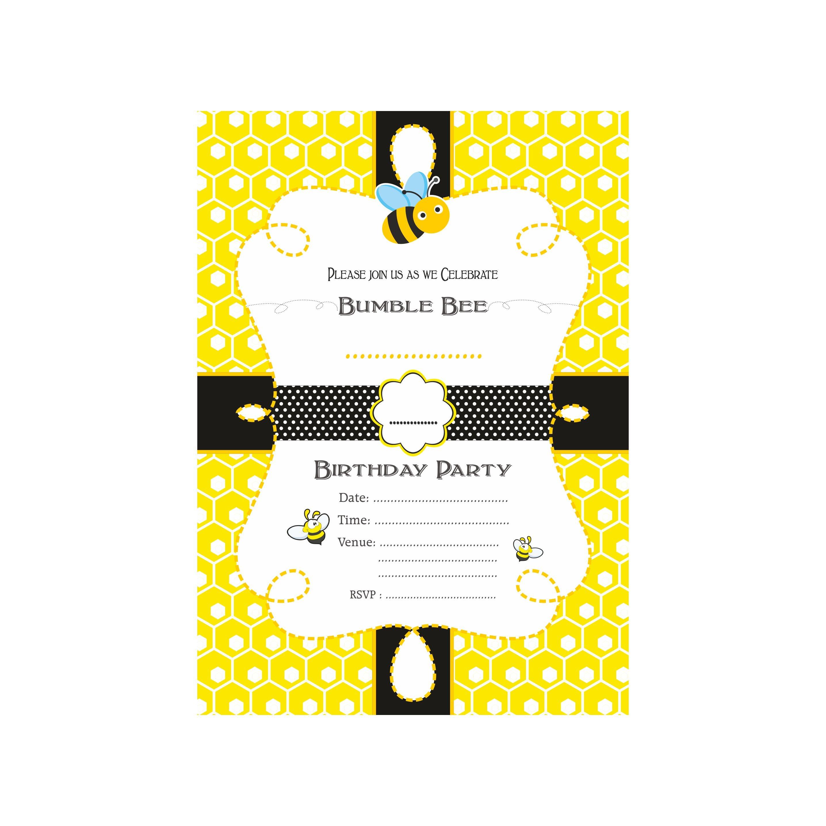 Bumble Bee Theme E-Invitations THEME PARTIES Pretty UR Party