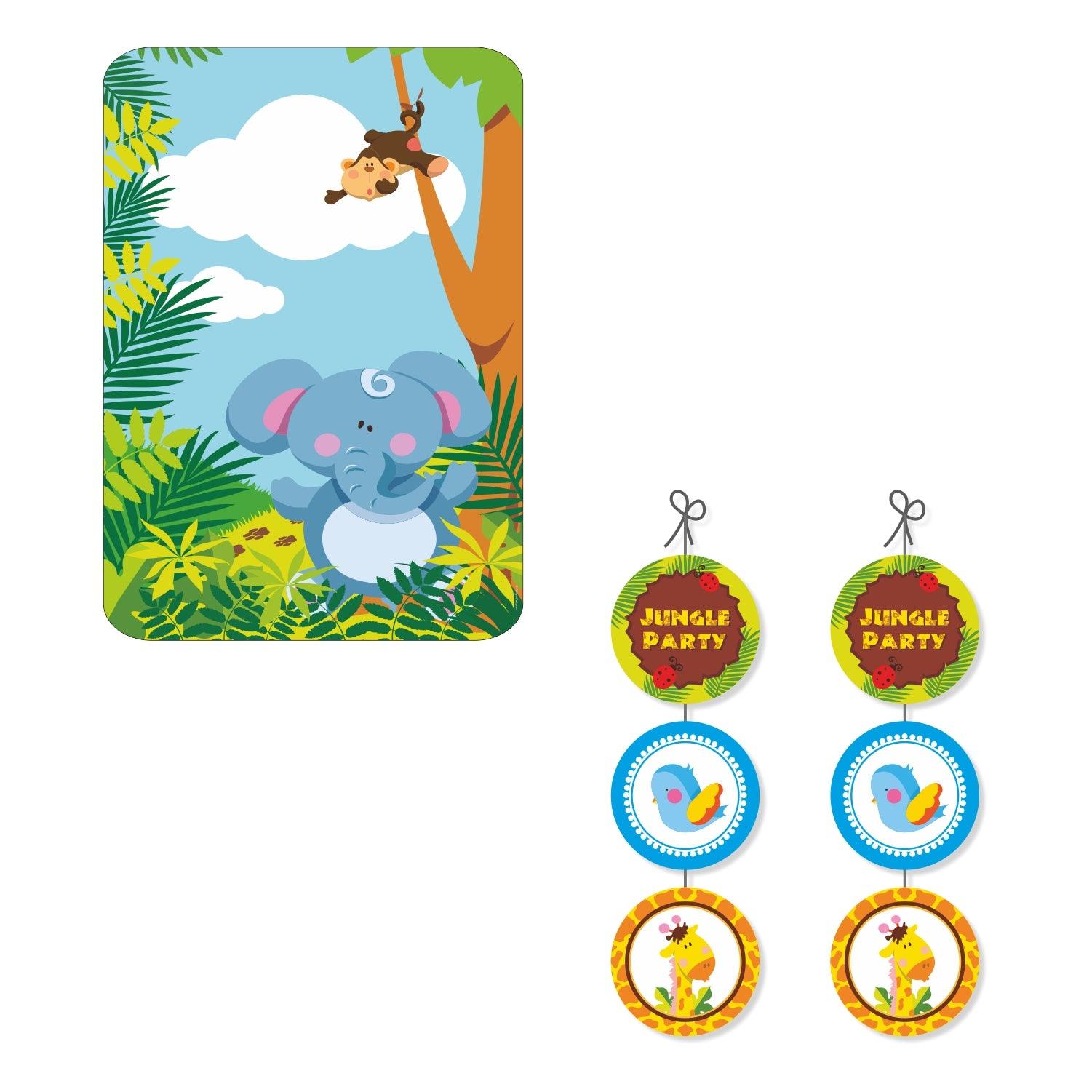 Jungle Party Decorations Kit 80 pcs Combo Pack THEME PARTIES Pretty UR Party