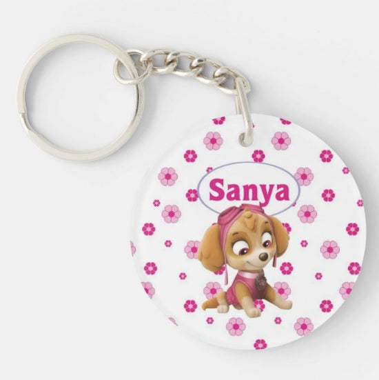 Personalised Paw Patrol Pink Keychain