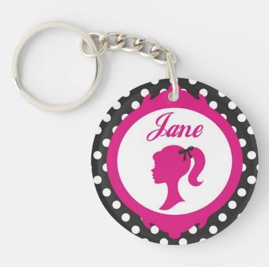Personalised Barbie Keychain THEME PARTIES Pretty UR Party