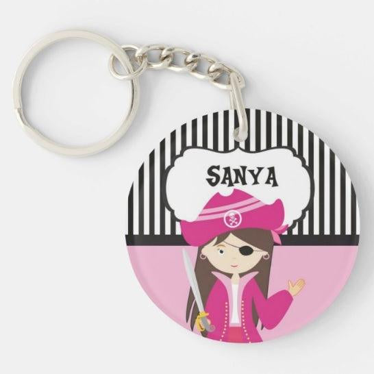 Personalised Girly Pirate Keychain THEME PARTIES Pretty UR Party