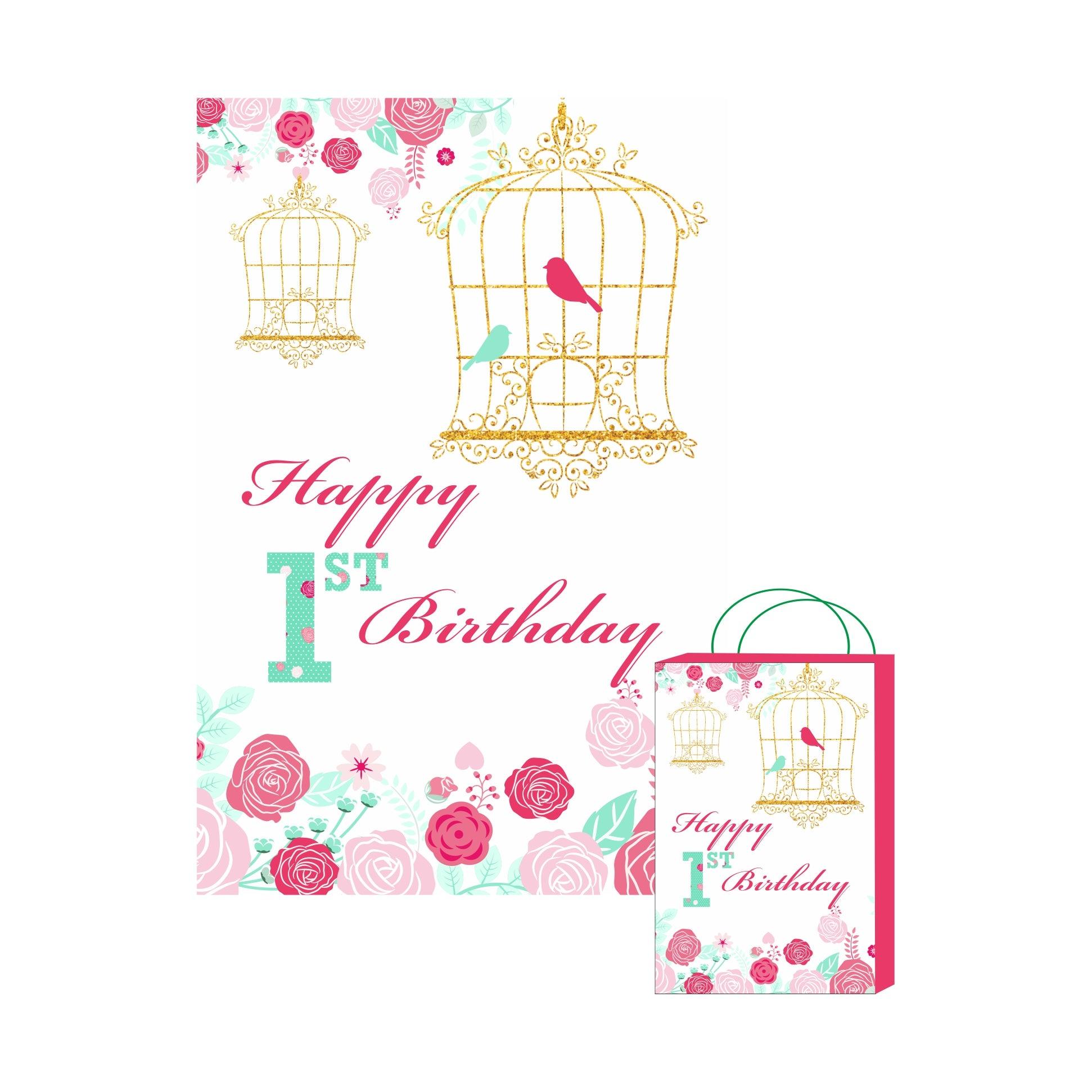 Mint and Pink Floral 1st Birthday Theme Khoi Bag / Pinata ALL PARTY SUPPLIES Pretty UR Party