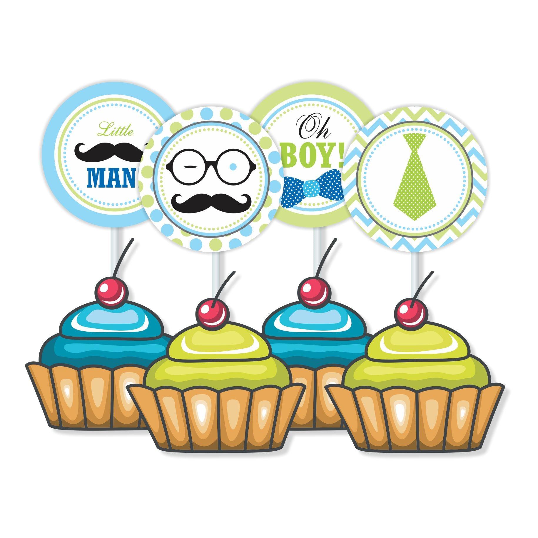 Little Man Theme Cupcake / Food Toppers THEME PARTIES Pretty UR Party