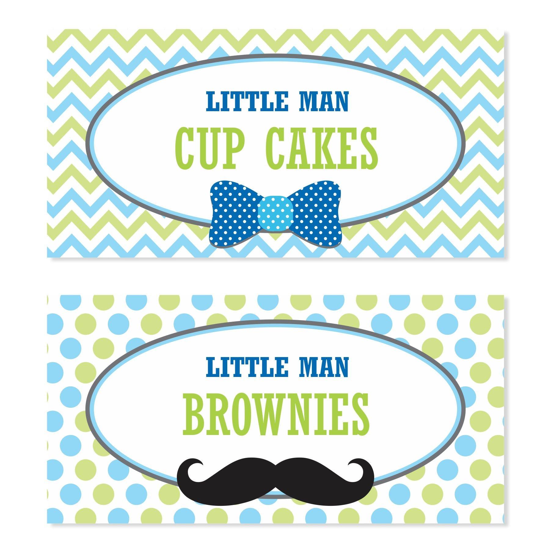 Little Man Theme Food / Buffet Table Cards THEME PARTIES Pretty UR Party