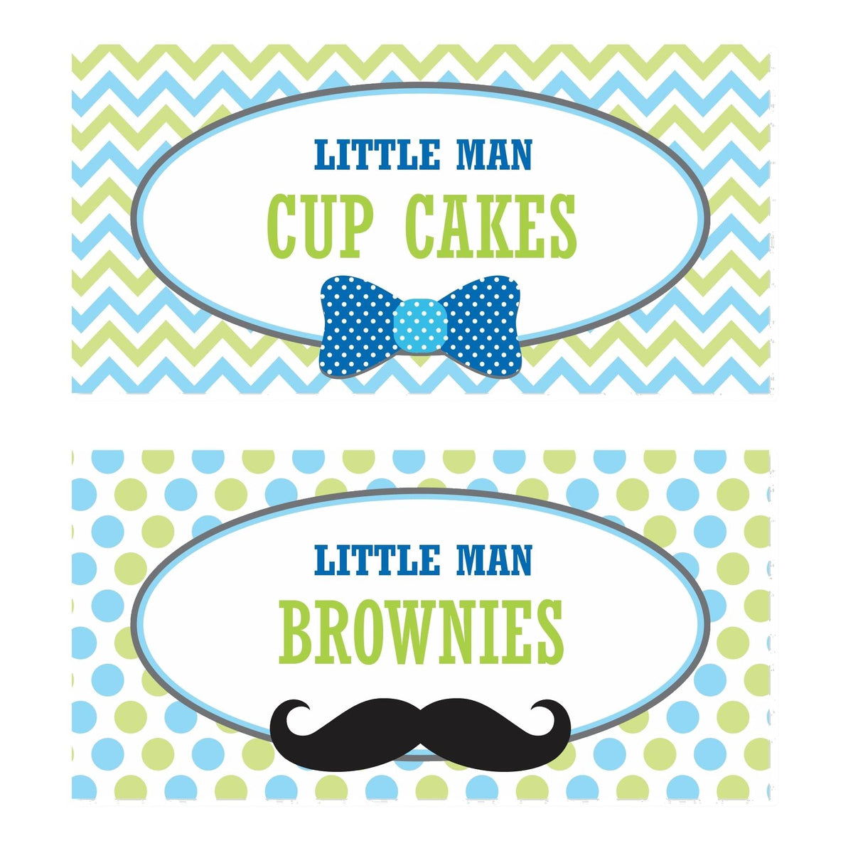 Little Man Theme Food / Buffet Table Cards