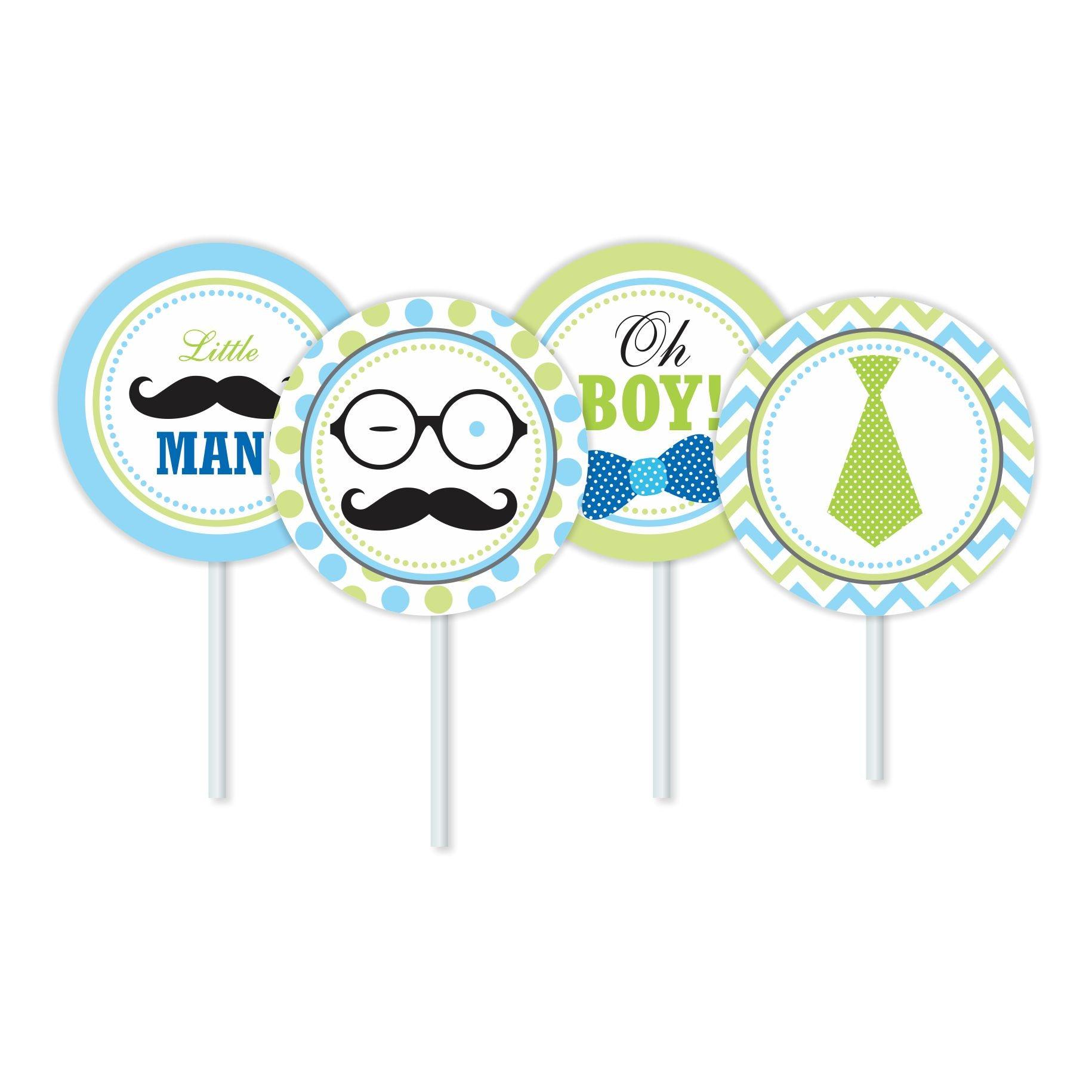Little Man Theme Cupcake / Food Toppers THEME PARTIES Pretty UR Party