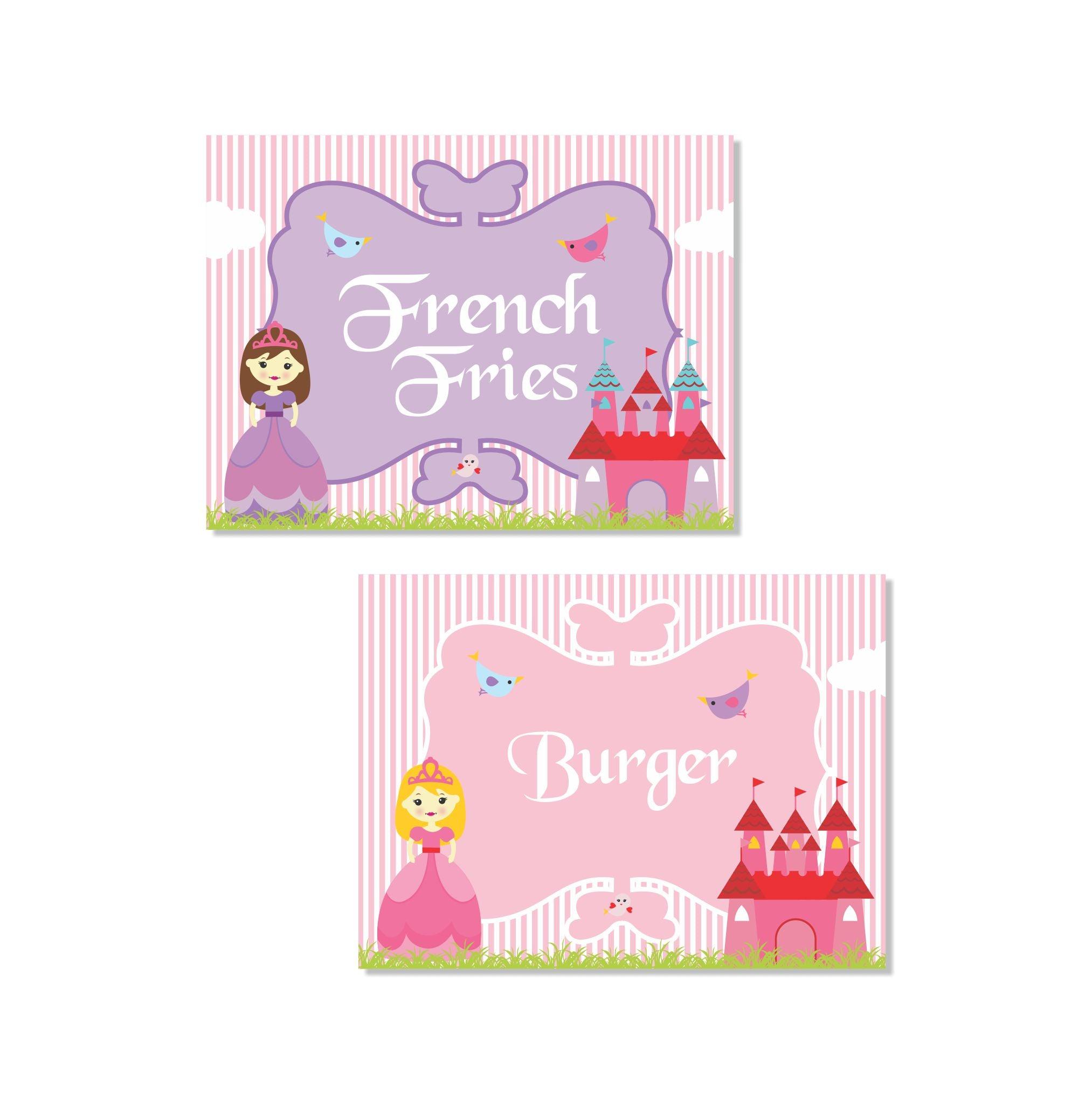 Little Princess  Labels / Buffet Table Cards THEME PARTIES Pretty UR Party