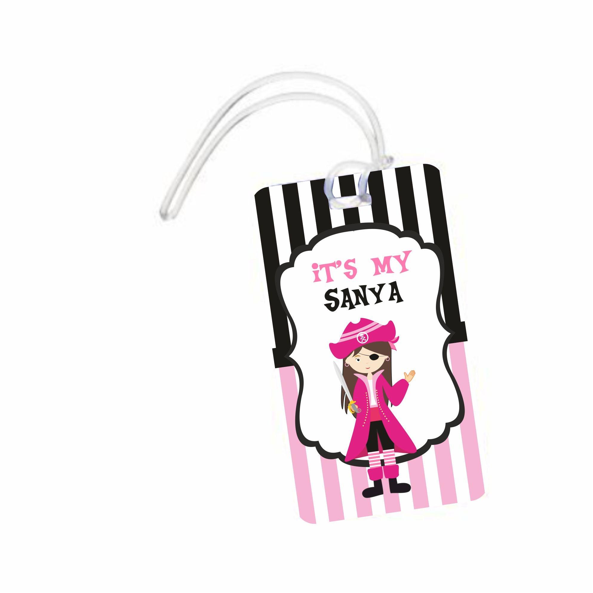 Girly Pirate Luggage Tag PERSONALISED Pretty UR Party