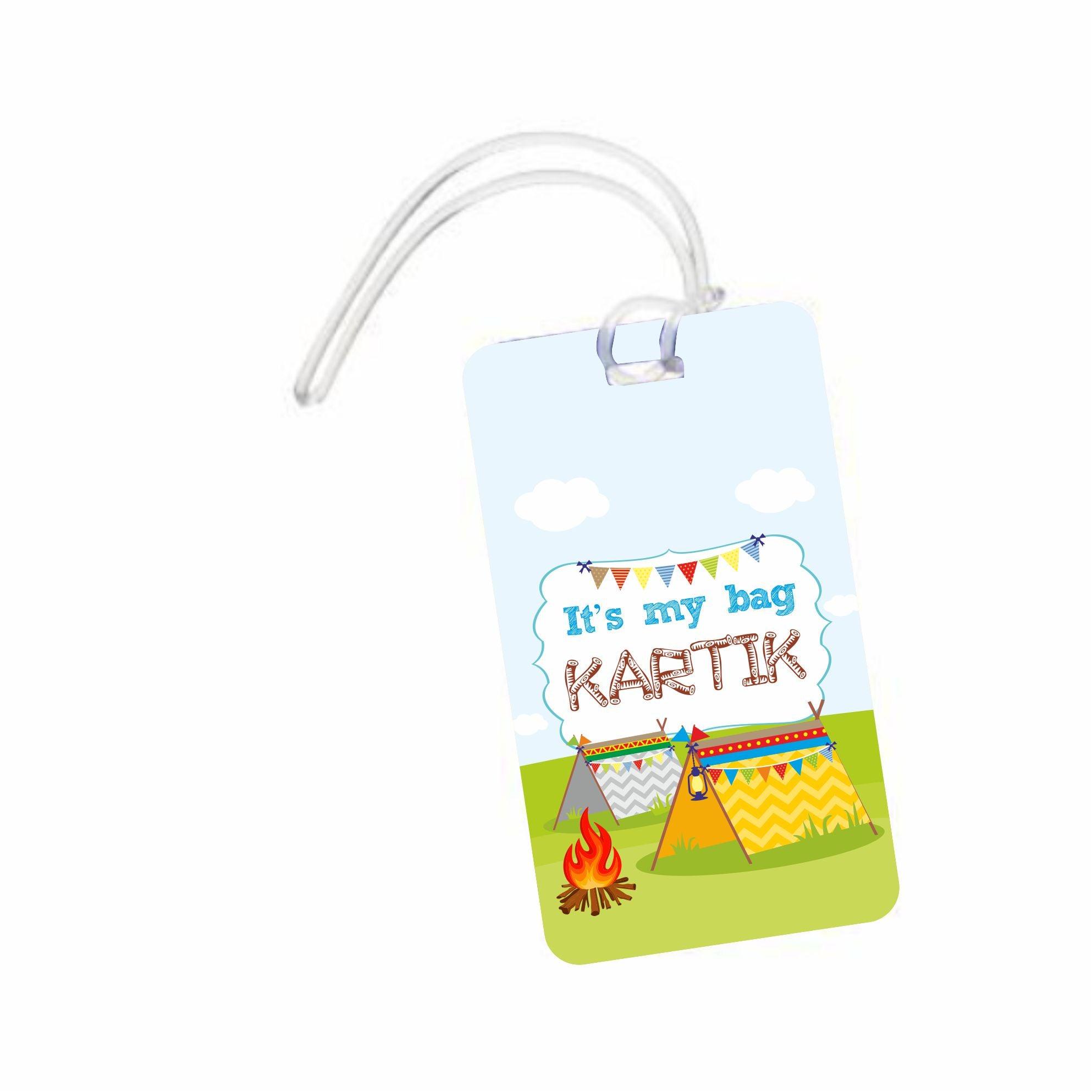 Camping Luggage Tag PERSONALISED Pretty UR Party