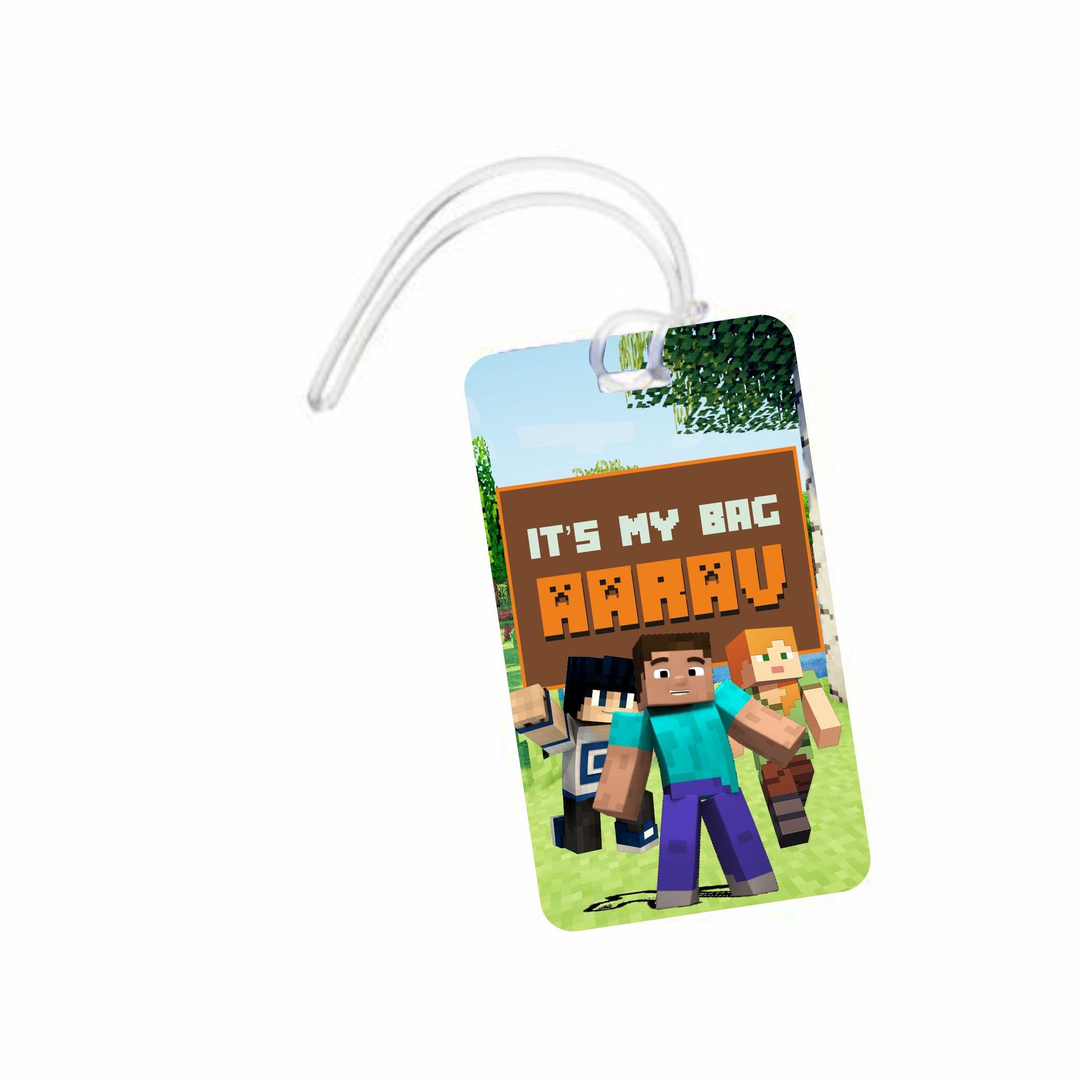 Minecraft Luggage Tag PERSONALISED Pretty UR Party