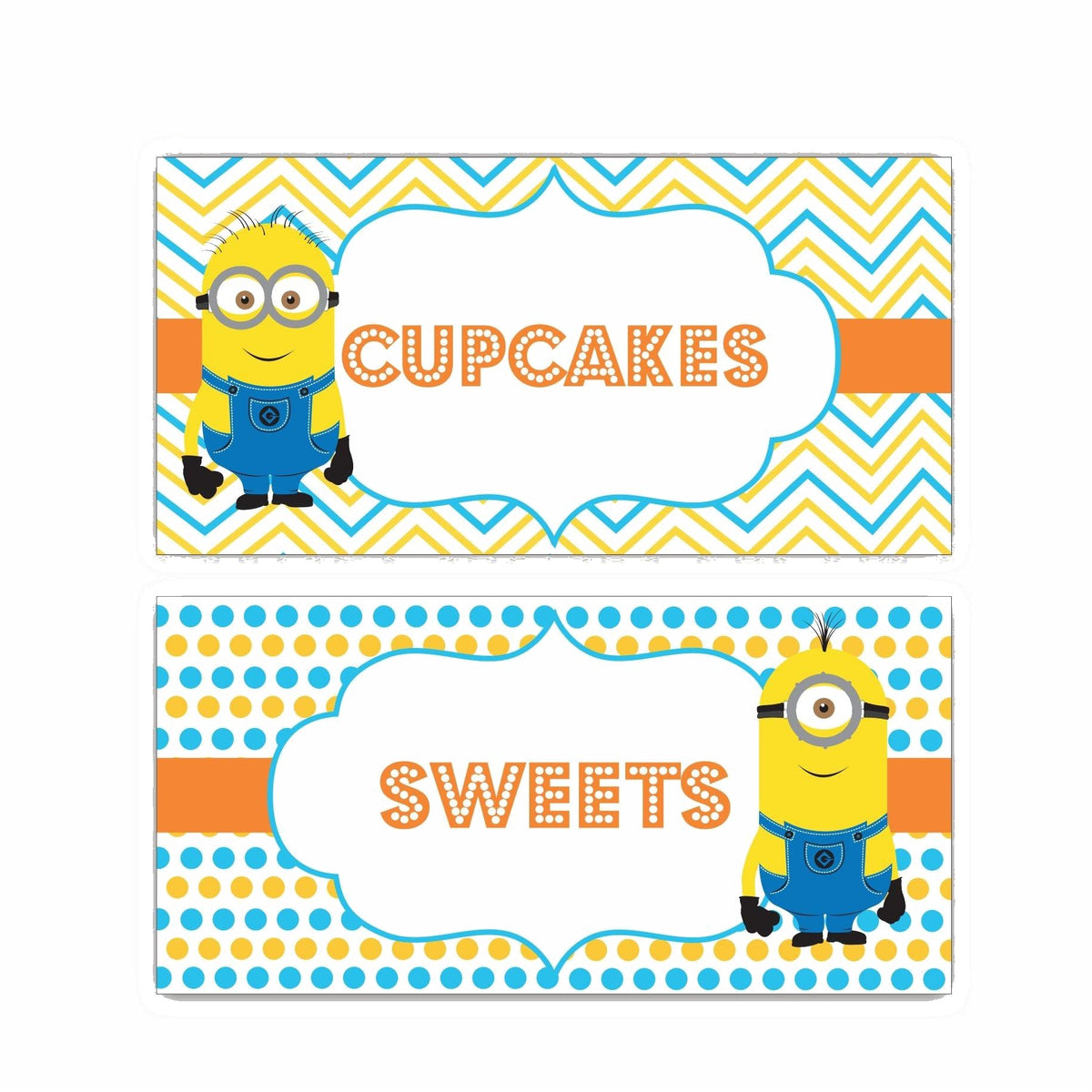 Despicable Me Minions Food Labels / Buffet Table Cards