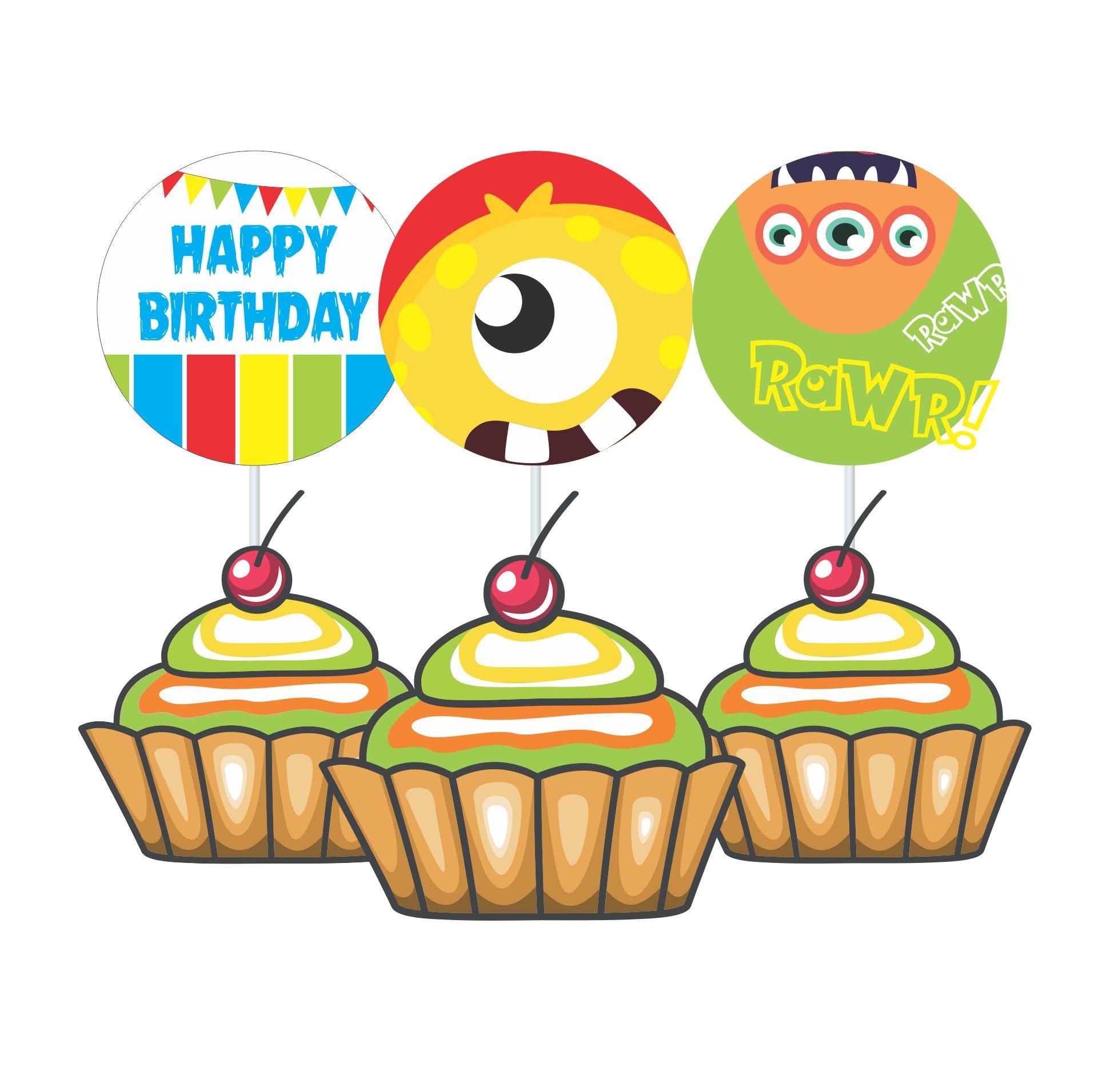 Monster Theme Cupcake / Food Toppers THEME PARTIES Pretty UR Party