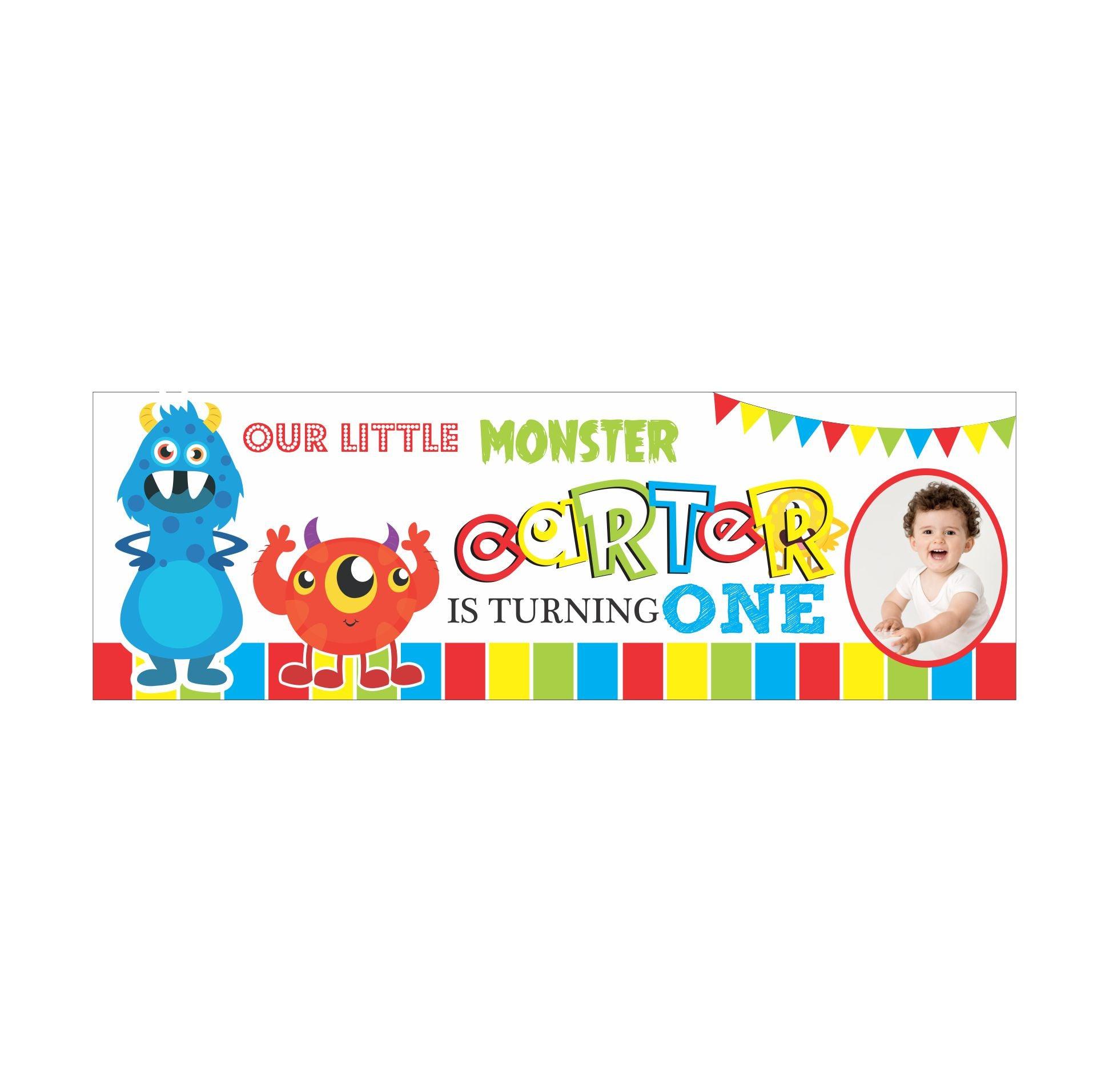 Personalized Monster Theme Banner 30in ALL PARTY SUPPLIES Pretty UR Party