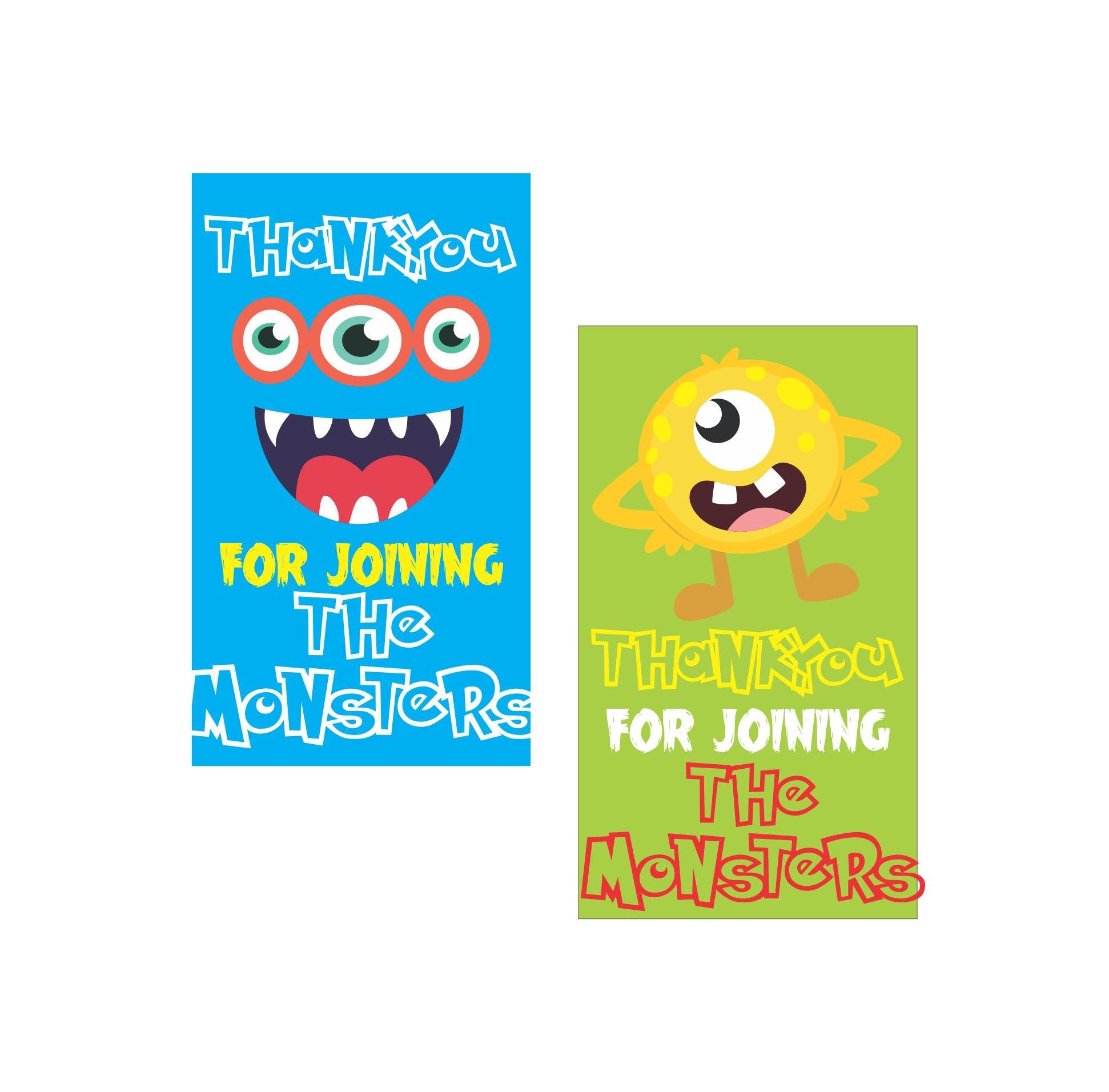Monster Theme Thank you Tags THEME PARTIES Pretty UR Party