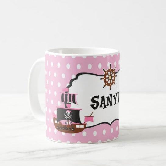 Personalised Girly Pirate Mug THEME PARTIES Pretty UR Party