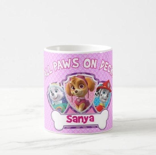 Personalised Paw Patrol Pink Mug THEME PARTIES Pretty UR Party