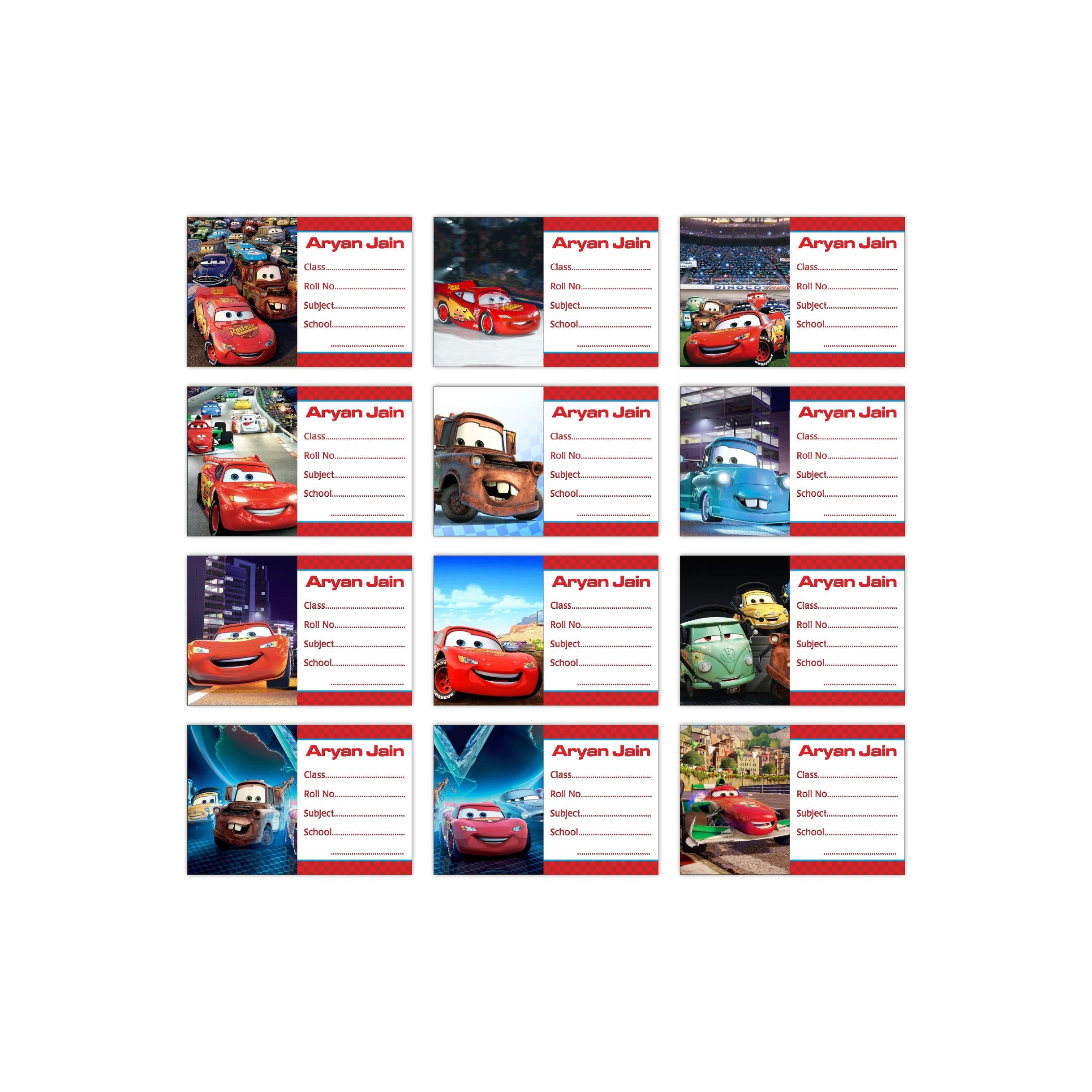 Disney Cars Inspired Book Name Labels PERSONALISED Pretty UR Party