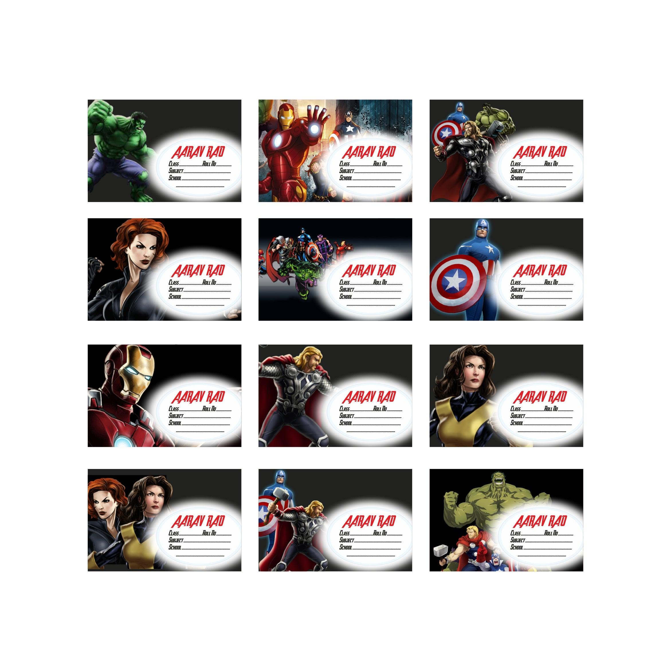 Avengers Book Name Labels PERSONALISED Pretty UR Party