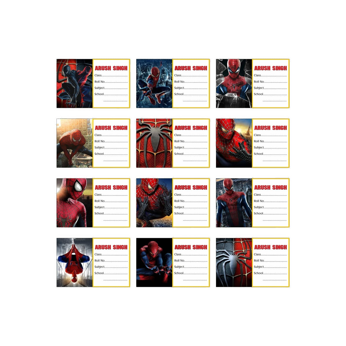 Spiderman Book Name Labels