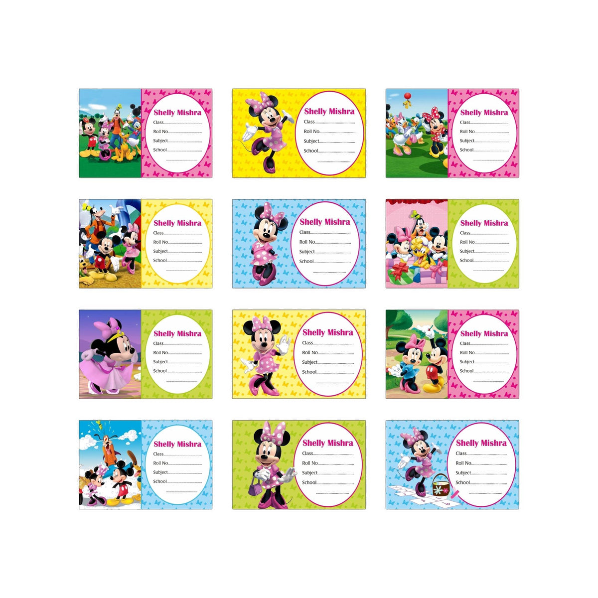 Minnie Mouse Clubhouse Book Name Labels