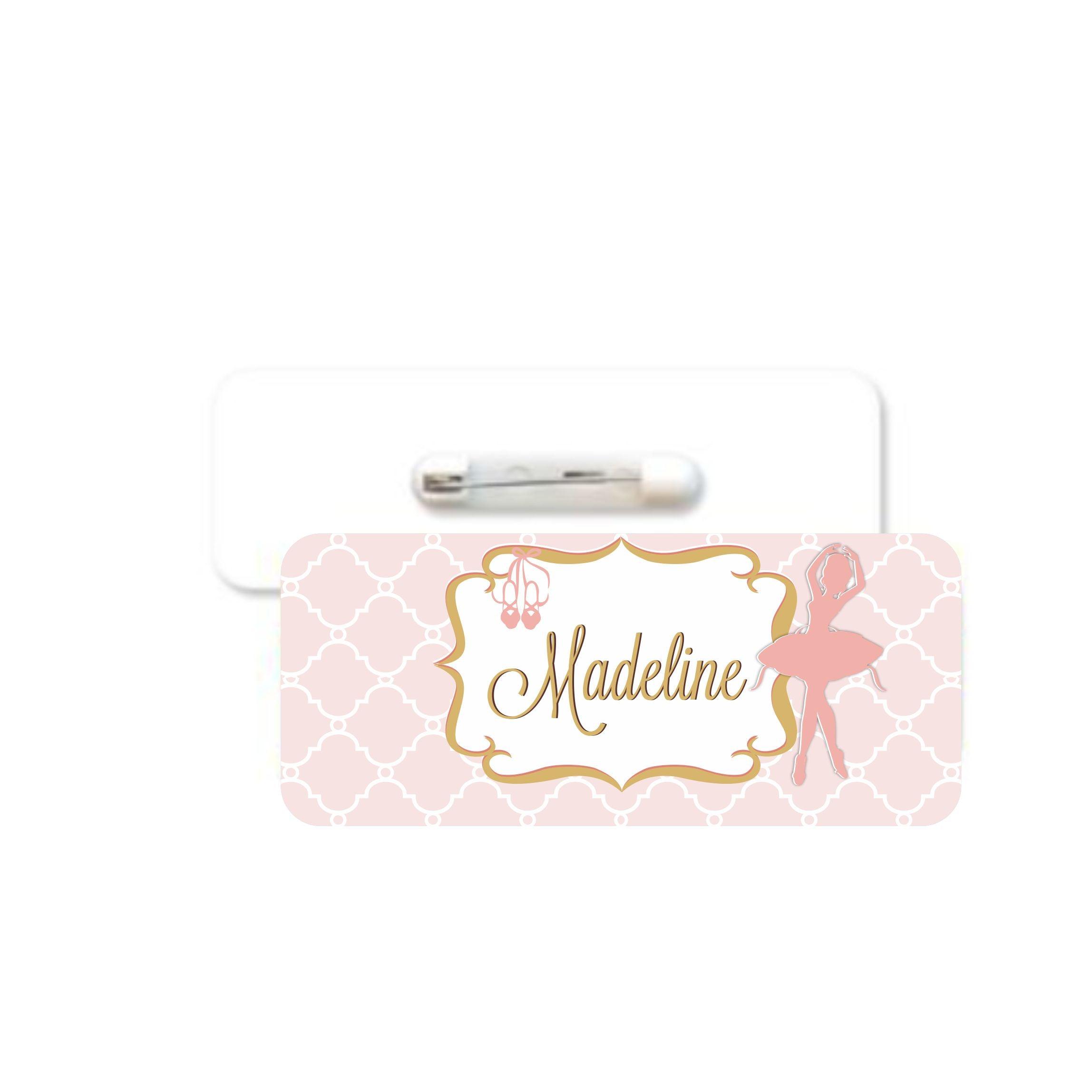 Ballerina Theme Badge / Name Tag PERSONALISED Pretty UR Party