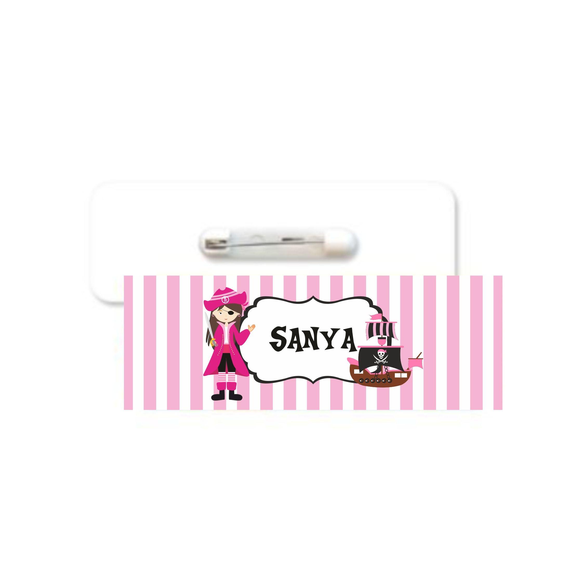Girly Pirate Badge / Name Tag PERSONALISED Pretty UR Party