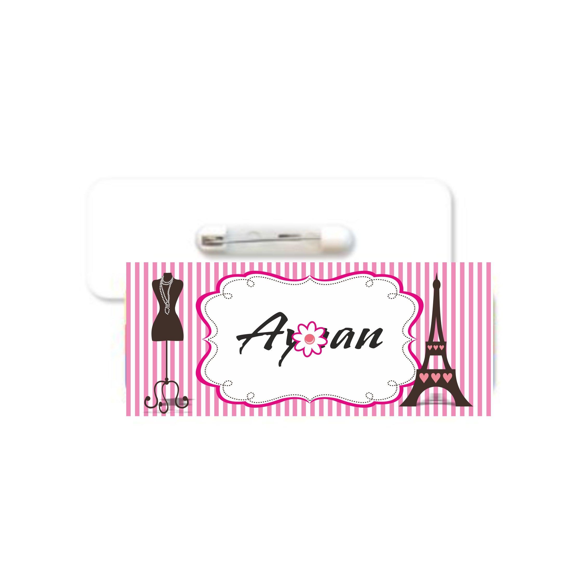 Paris Inspired Badge / Name Tag PERSONALISED Pretty UR Party