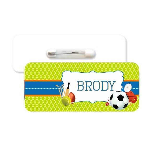 Sports Theme Badge / Name Tag PERSONALISED Pretty UR Party
